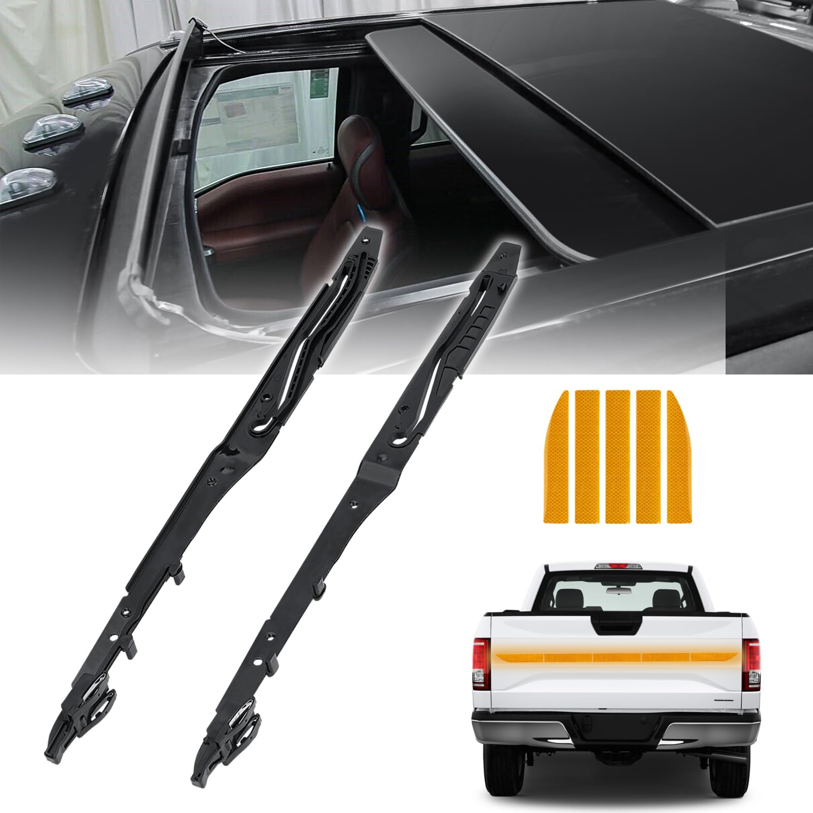 Sunroof Guide Track Rails Assembly Compatible with Ford F150/F250/F350/F450 (2015-2020) Panoramic Moonroof Arm Repair Kit OEM Re
