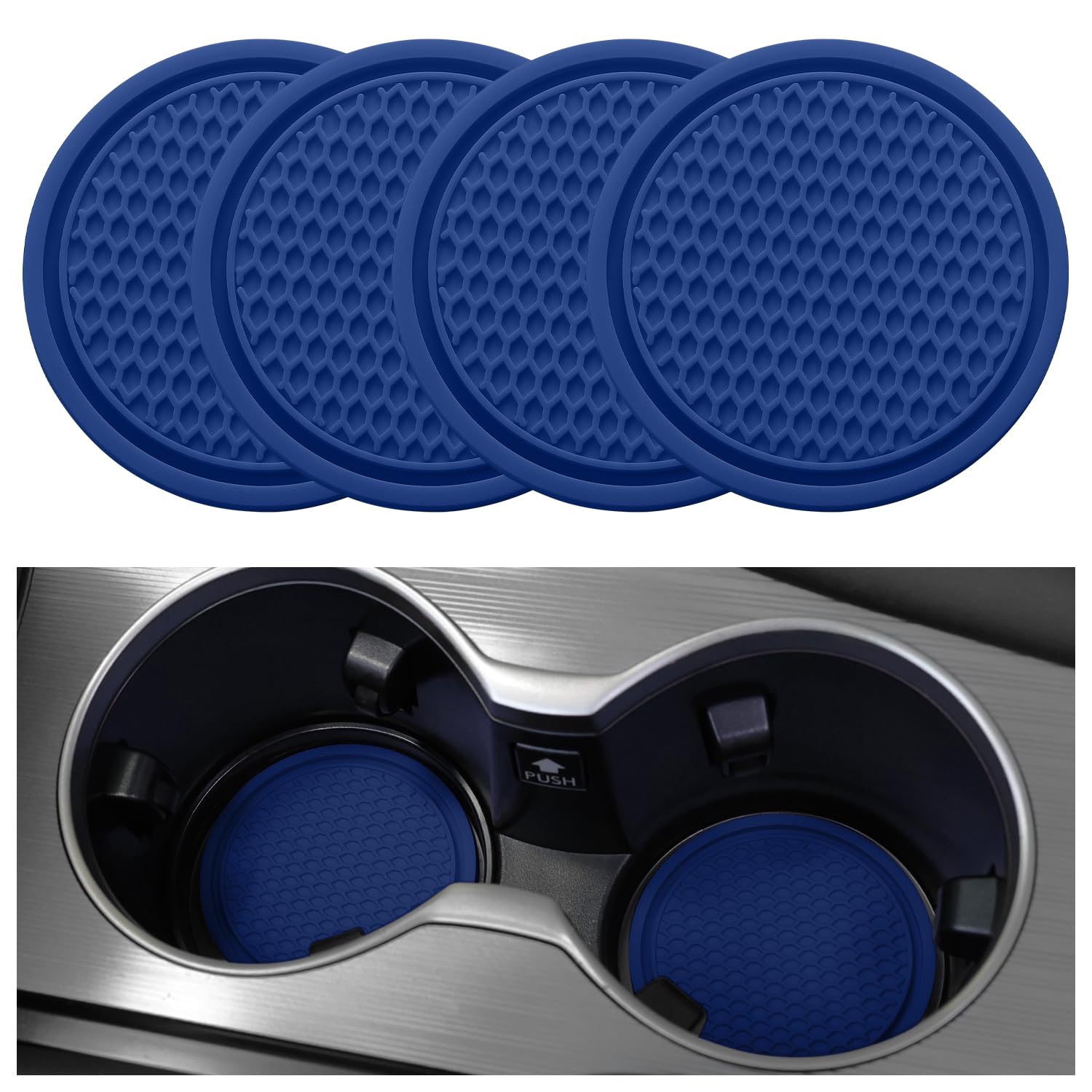 Singaro Car Cup Coaster, 4Pcs Universal Non-Slip Cup Holders Embedded In Ornaments Coaster, Car Interior Accessories, Grey Blue