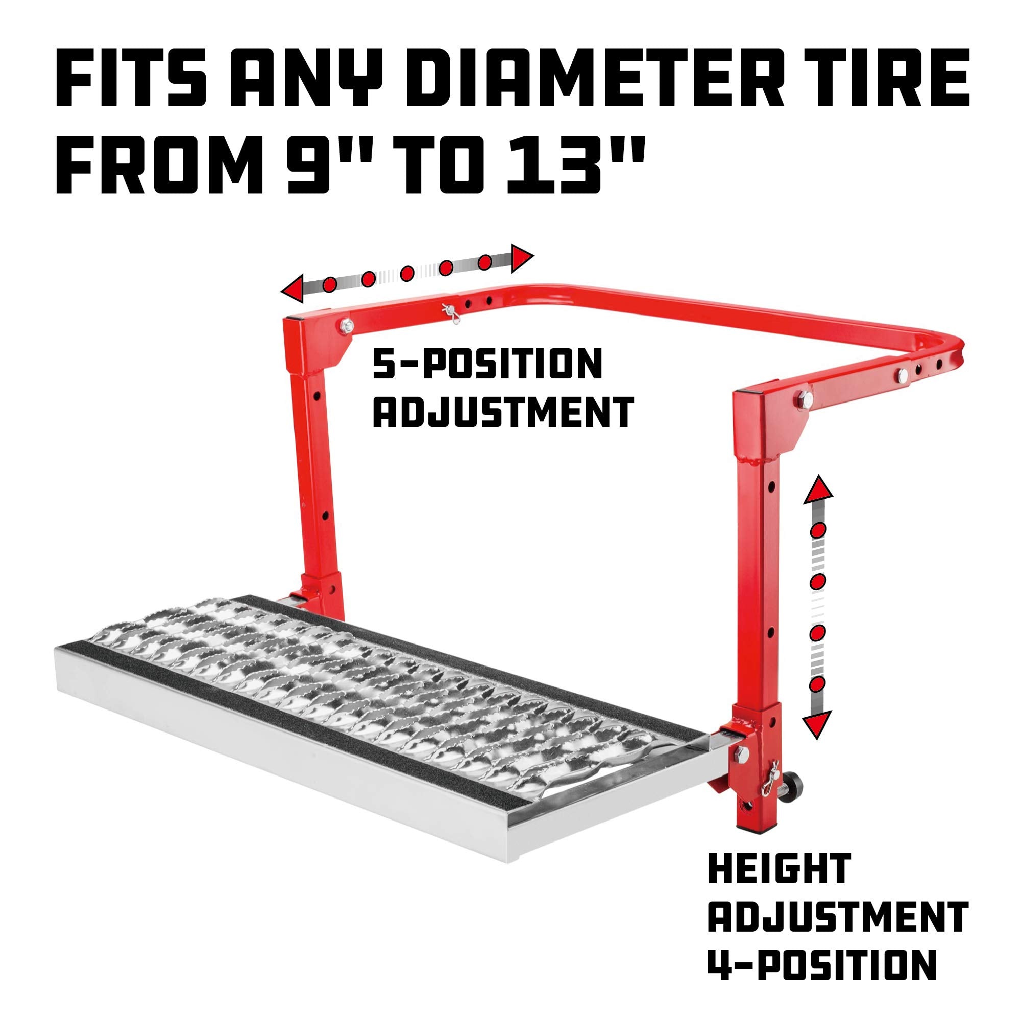 Powerbuilt Tire Step For Truck, Suv, Semi, Heavy Duty 300 Lb. Capacity, Non-Slip Cheese Grater Steel Surface, Adjusts To Fit Any