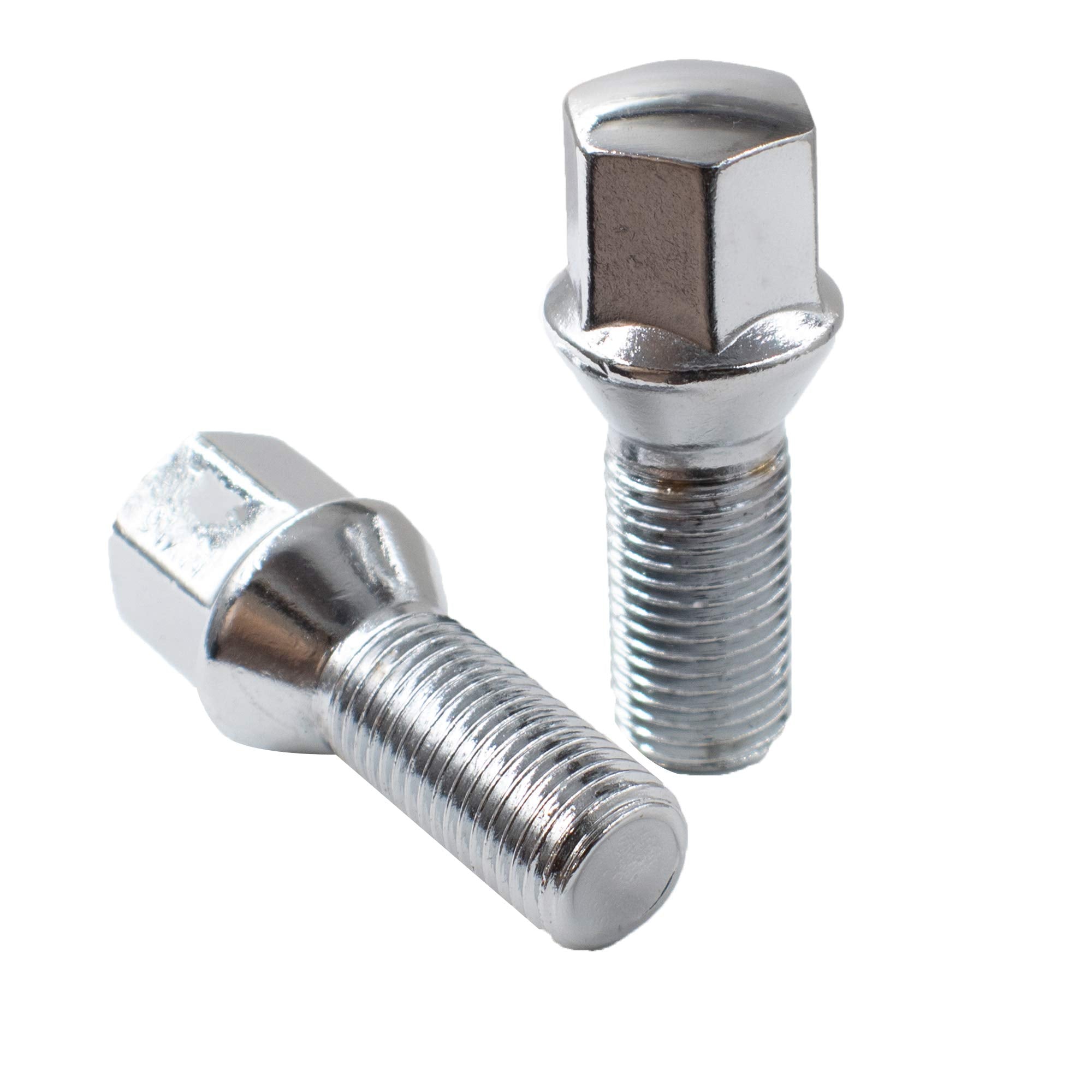 Wheel Accessories Parts Set Of 20 Chrome 14X1.25 Conical Lug Bolts With 17Mm Hex, 28Mm Shank Length, M14X1.25 Thread For Afterma