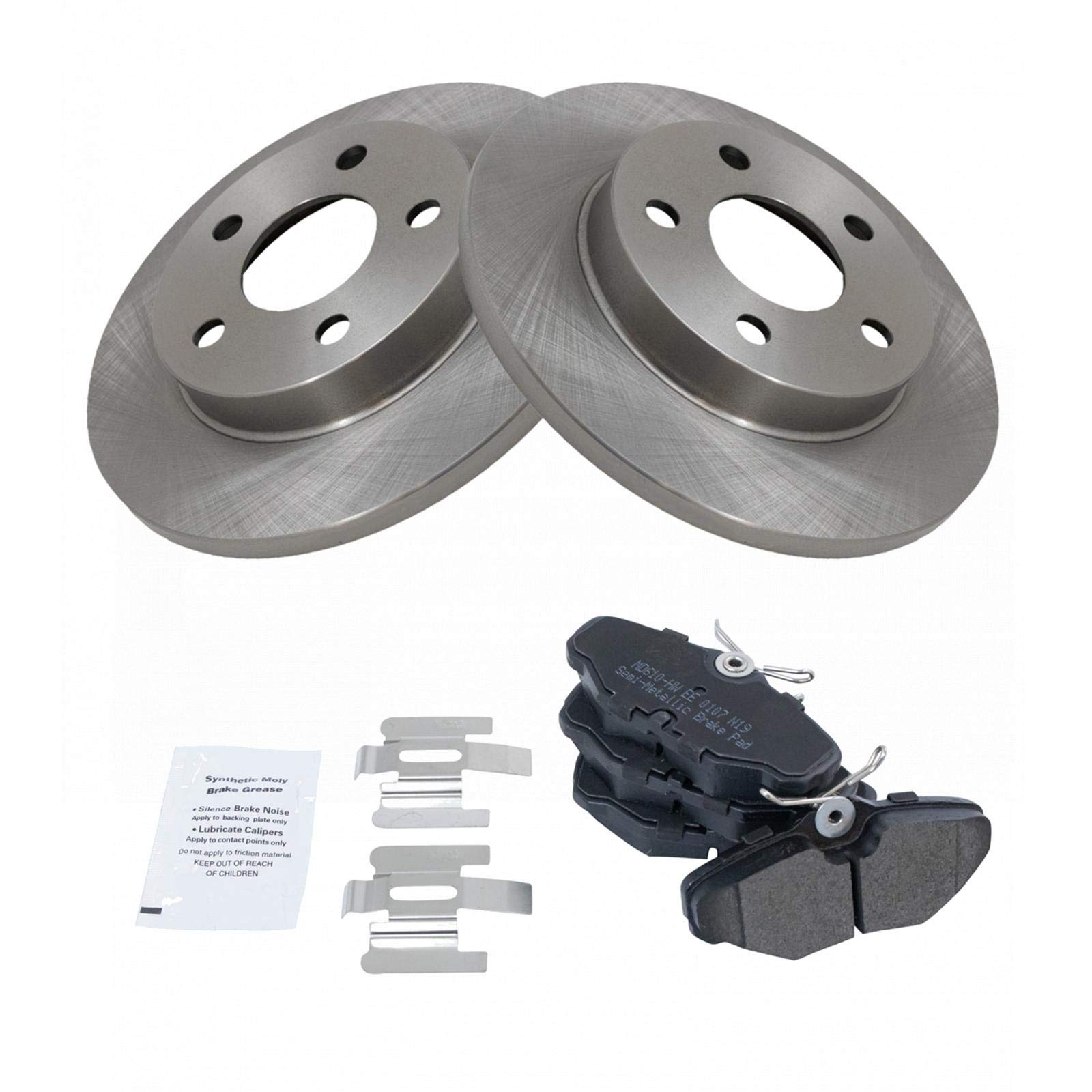 Trq Rear Brake Pad & Rotor Kit Semi-Metallic Compatible With 1993-2002 Lincoln Continental