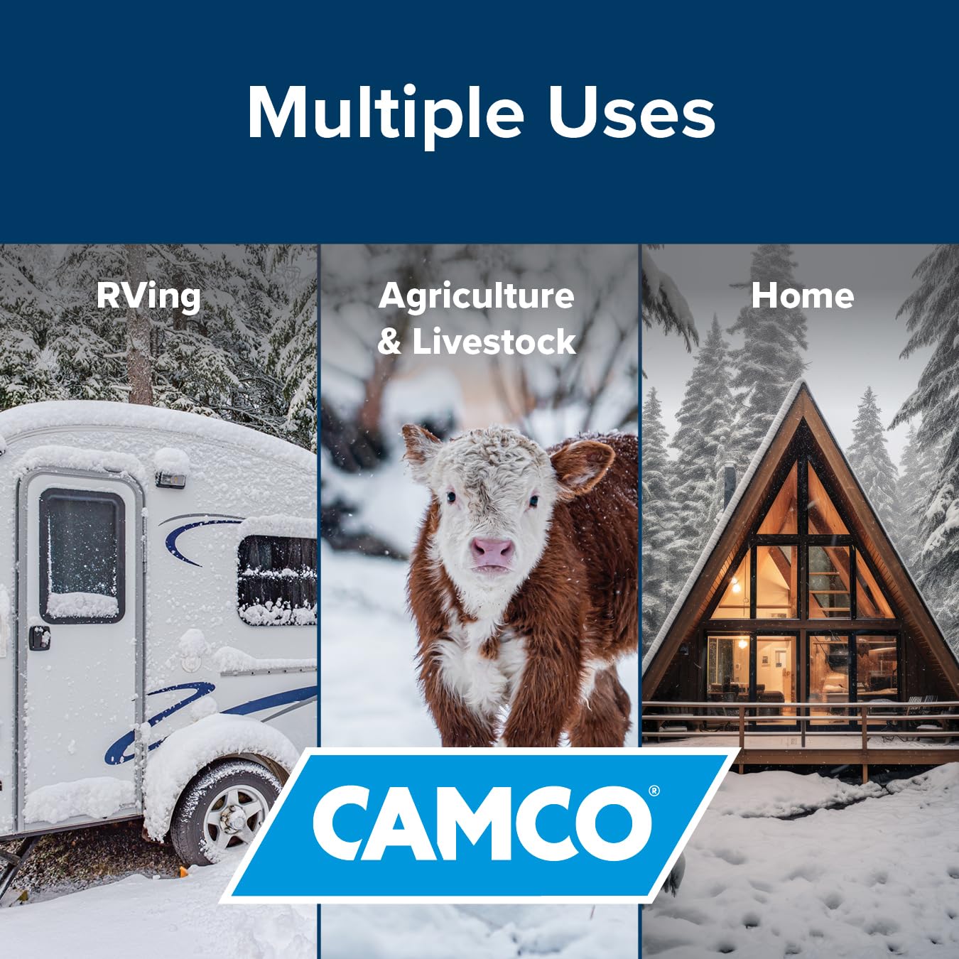 Camco 50' Heated Water Hose for RV — Prevents Freezing Down to -20° — Certified For Drinking Water & Lead-Free — Great for Campers, Livestock, Agriculture, Kennels, etc. — 5/8&quot; ID(22912-A)