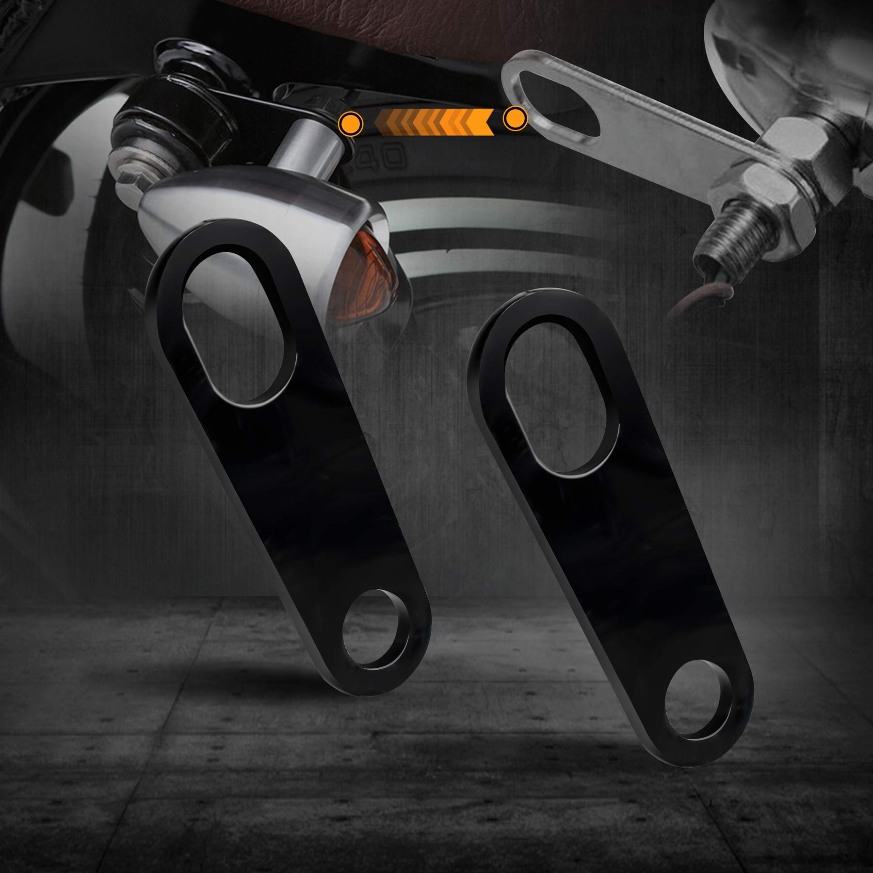 Nthreeauto Rear Turn Signal Bracket Motorcycle Indicator Relocation Holder Shock Mount Compatible With Harley Honda Kawasaki Yamaha Bobber Chopper - Black