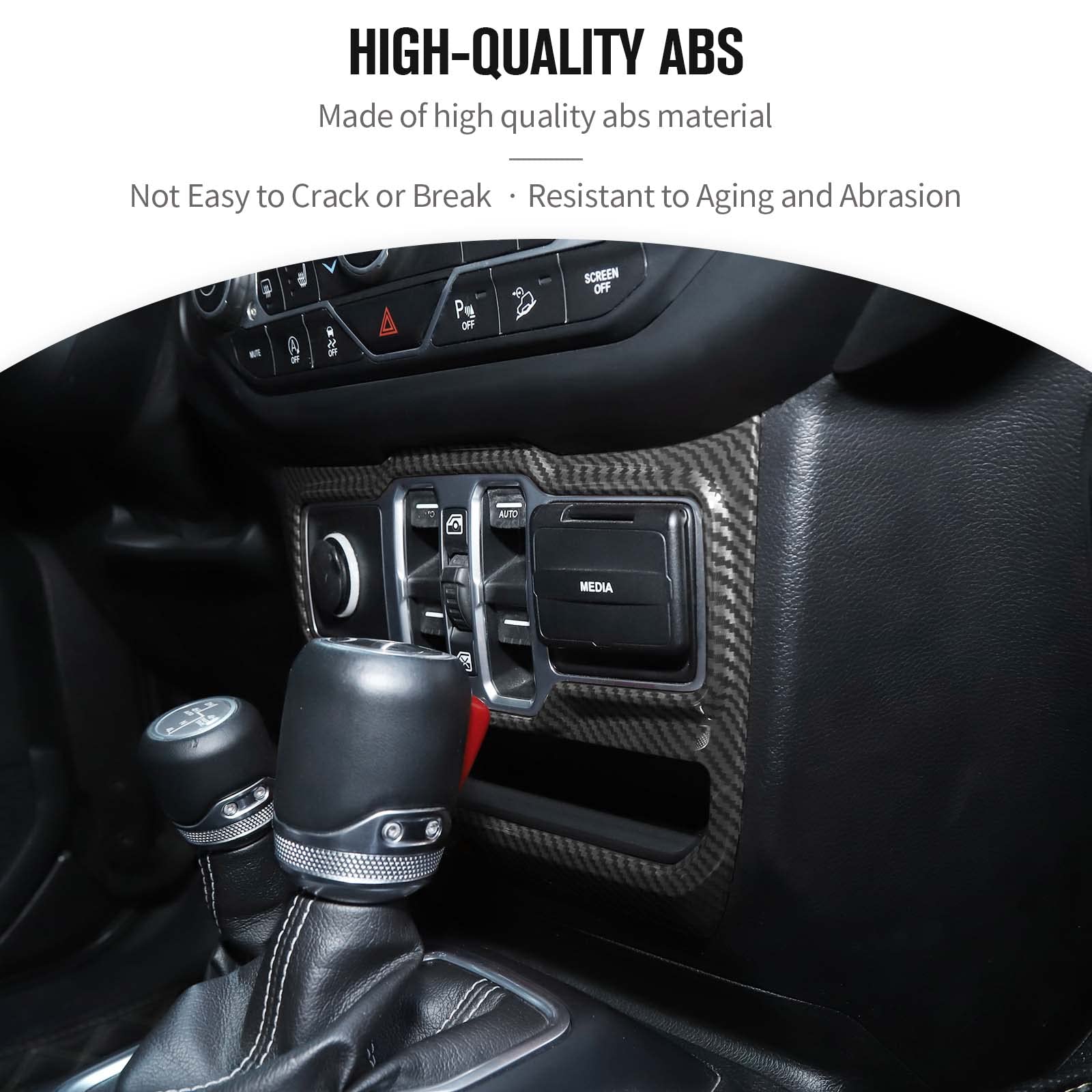 Jecar Window Control Panel Trim Cover Interior Decoration Accessories Compatible With Jeep Wrangler 2018-2023 Jl Jlu, Carbon Fiber Texture