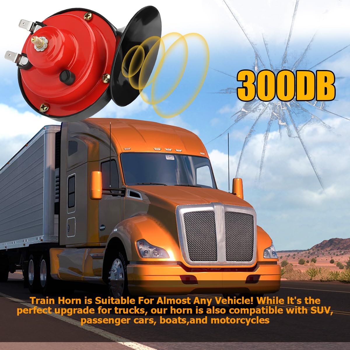 KHGUZ 2PCS Super Loud Train Horns, 12V Waterproof Car Air Electric Snail Double Horns, Vehicle Raging Sound & Dual-Tone Air Horn