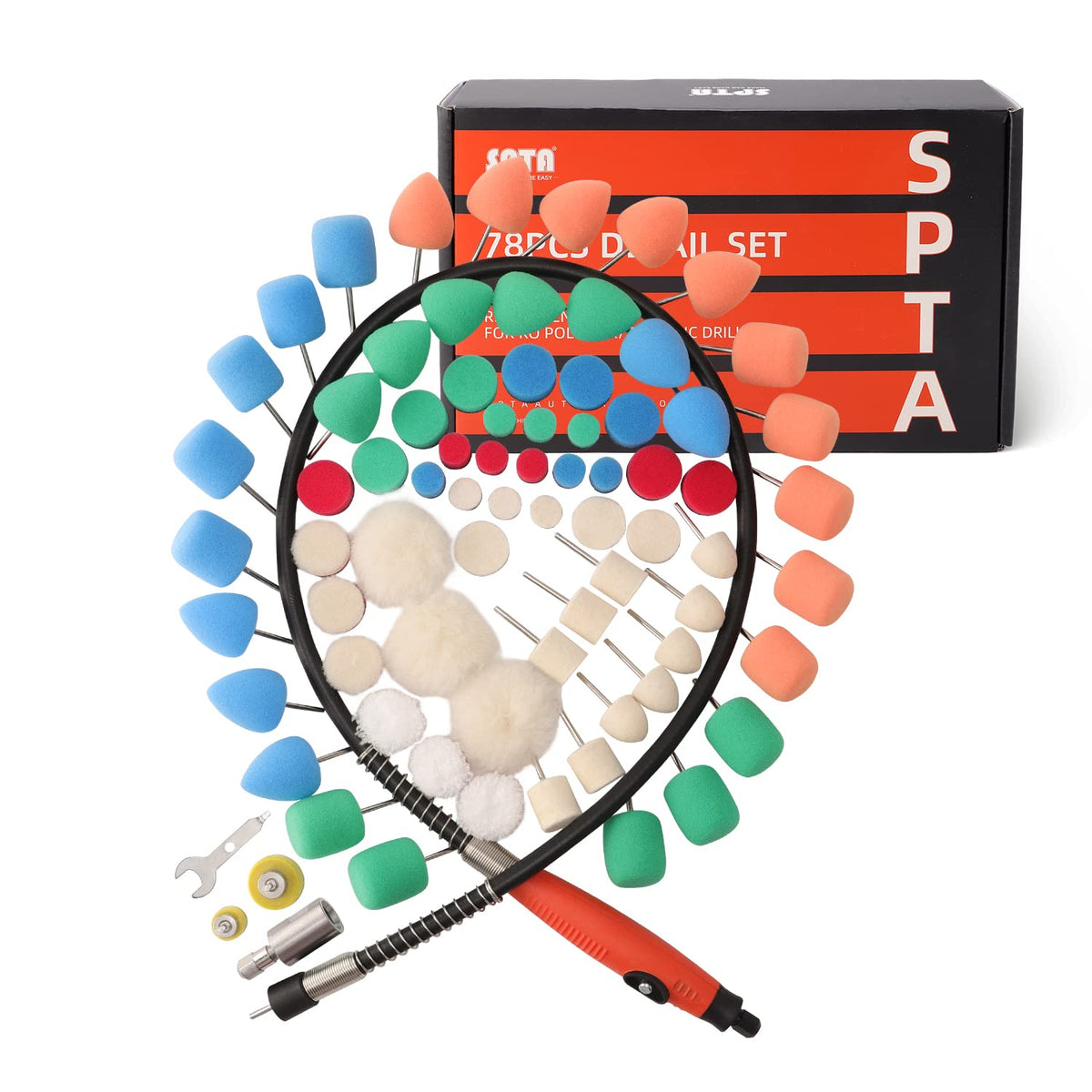 Spta 77Pcs Mini Detail Polishing Pads Polisher With Assorted Foam Pad Kit Used On Rotary Tools/Polisher, Electric Drill For Rmet