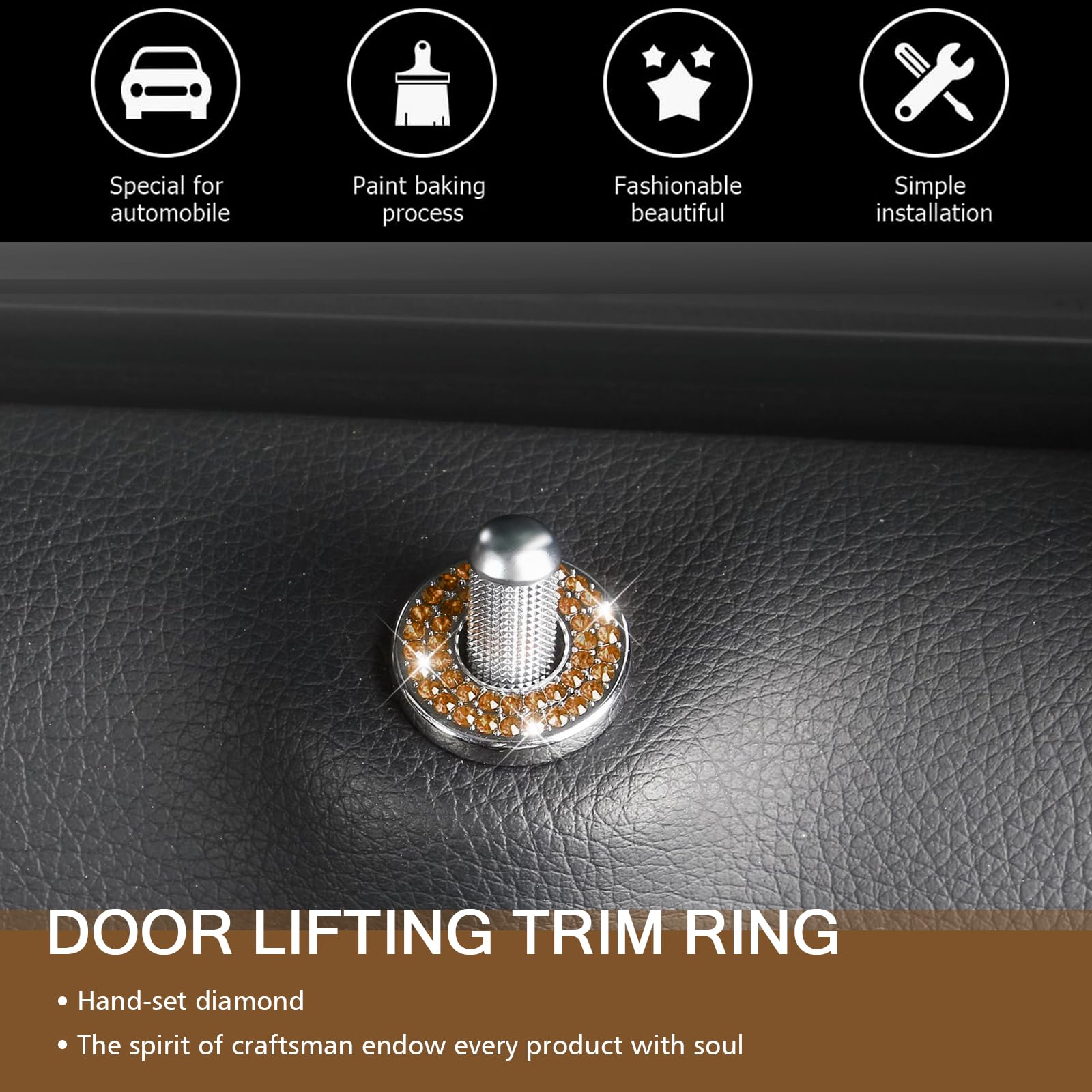 Sodcay Pack-4 Car Door Lock Covers, Rhinestone Pull Rod-Bolt Decorations, Crystal Auto Decal, Compatible For Mercedes-Benz E, A,