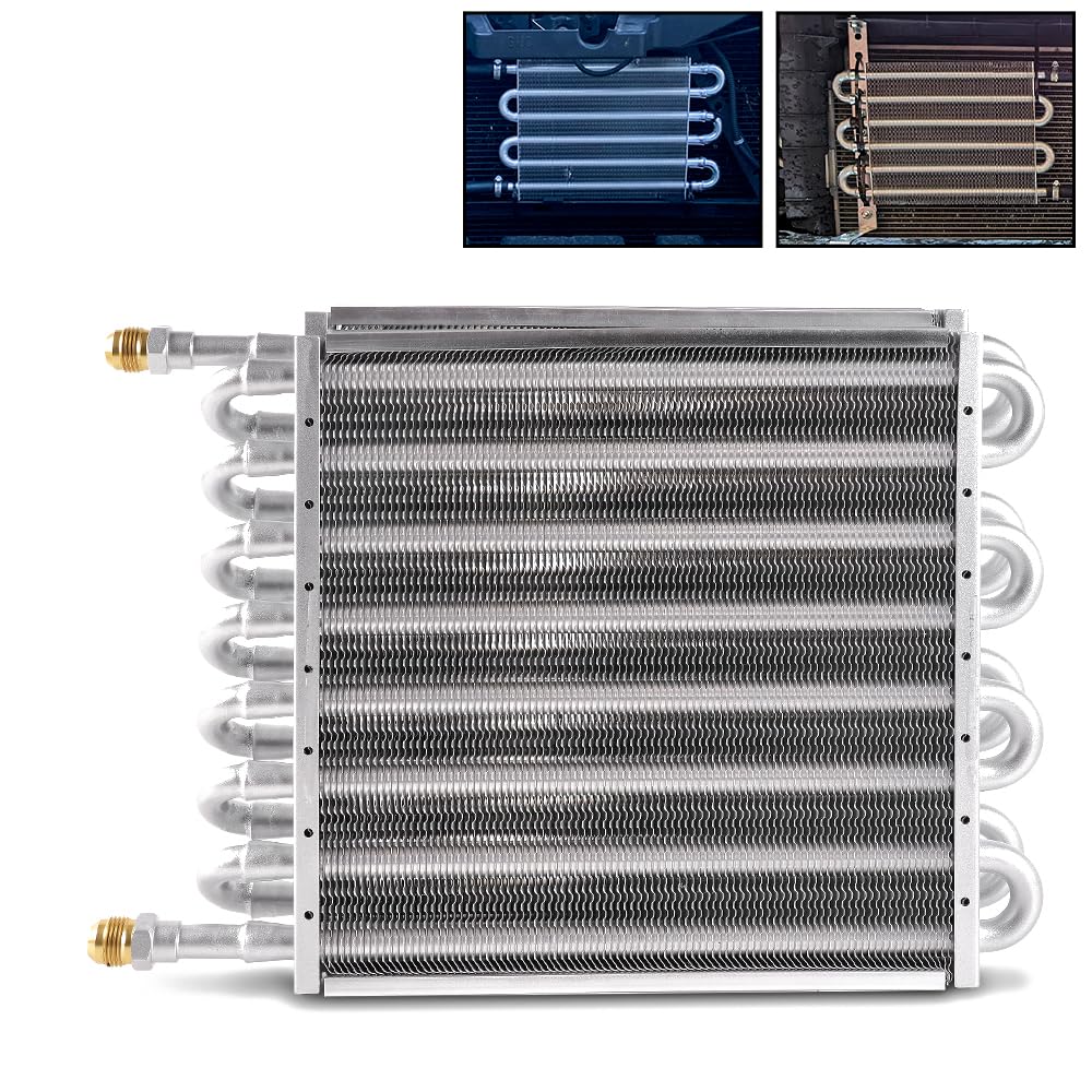 Bartoo 1/2'' Transmission Cooler, Aluminium Alloy 16 Pass Tube And Fin Universal Oil Cooler Kit Air Compressor Aftercooler (Sliv