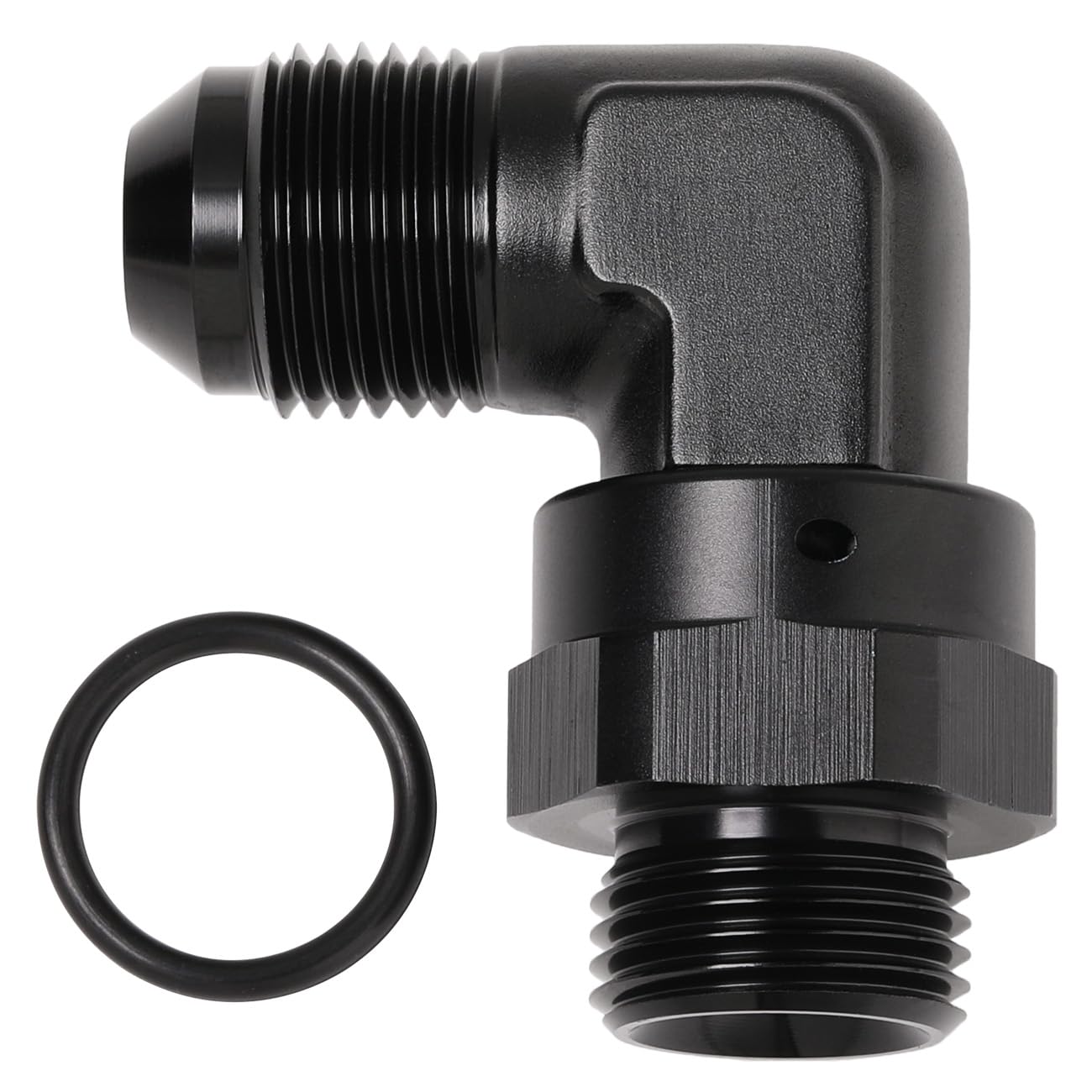 Podavelle 8An Male Flare To 8An -8 Orb O-Ring Boss 90 Degree Swivel Fitting Adapter Aluminum Black