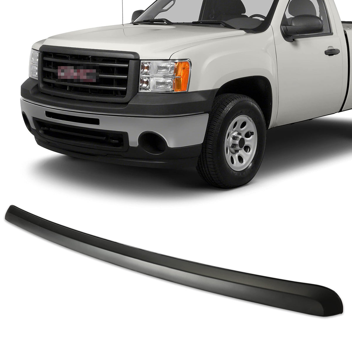 Ecotric Truck Hood Molding Trim Moulding Without Chrome Grille Compatible With 2007-2013 Gmc Sierra 1500 2500Hd 3500Hd Replace F