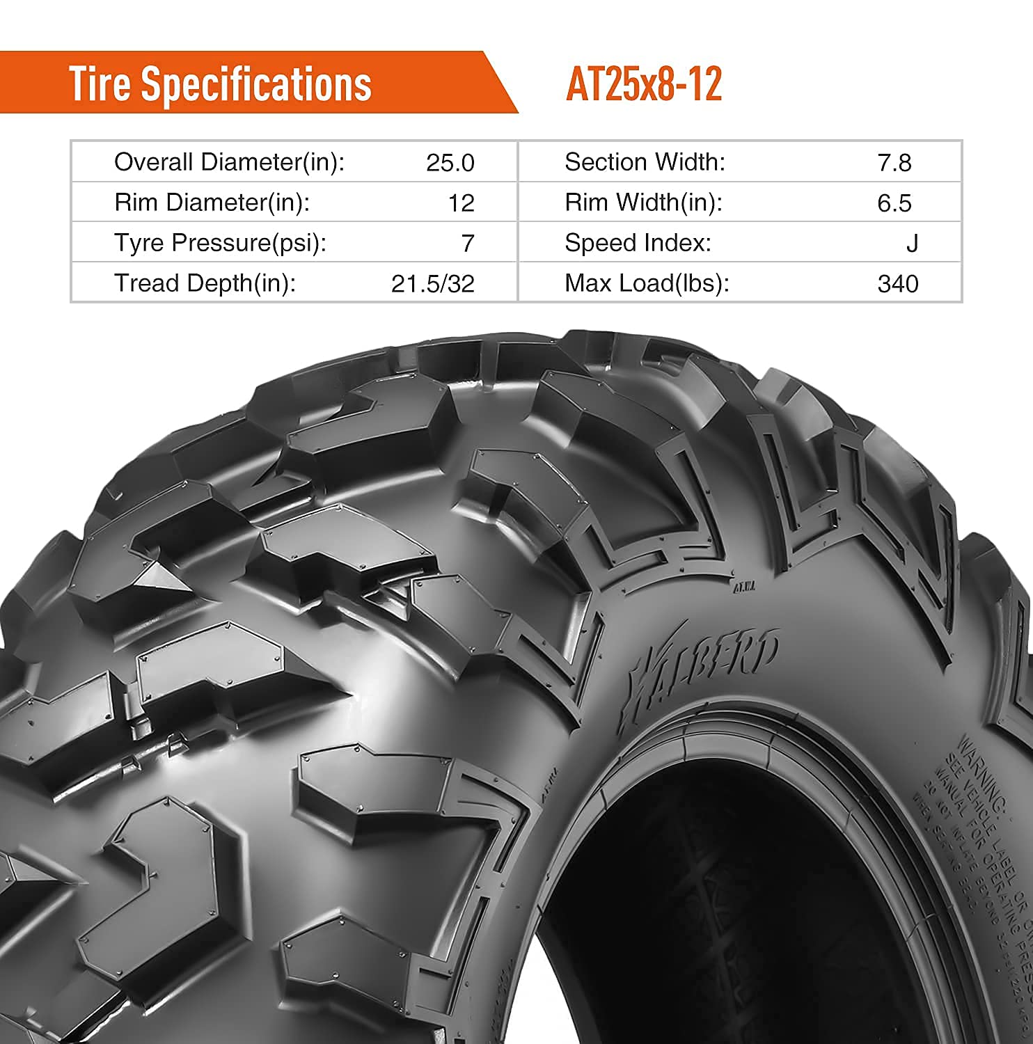 Halberd Atv Tires, 25X8-12 & 25X10-12 Atv Tires, 6Pr 25X8X12 25X10X12 All Terrain Atv Utv Off-Road Tires(Set Of 4, Tubeless)