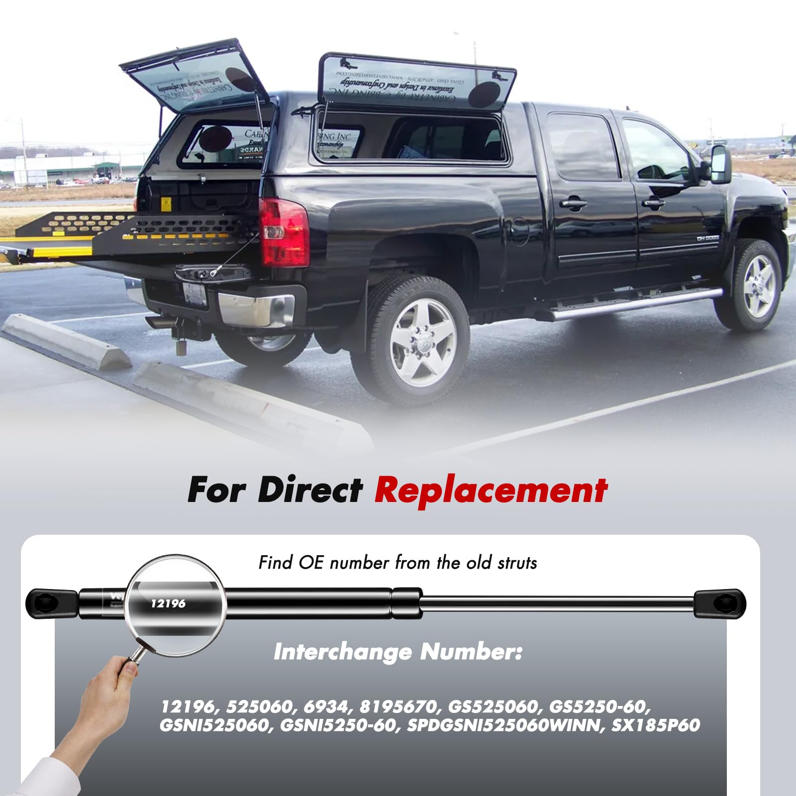 Vepagoo 18.5 inch 60Lb/267N Gas Struts Shocks Sping are LEER Snugtop Camper Topper Shell Rear Window Lift Support Truck Canopy C