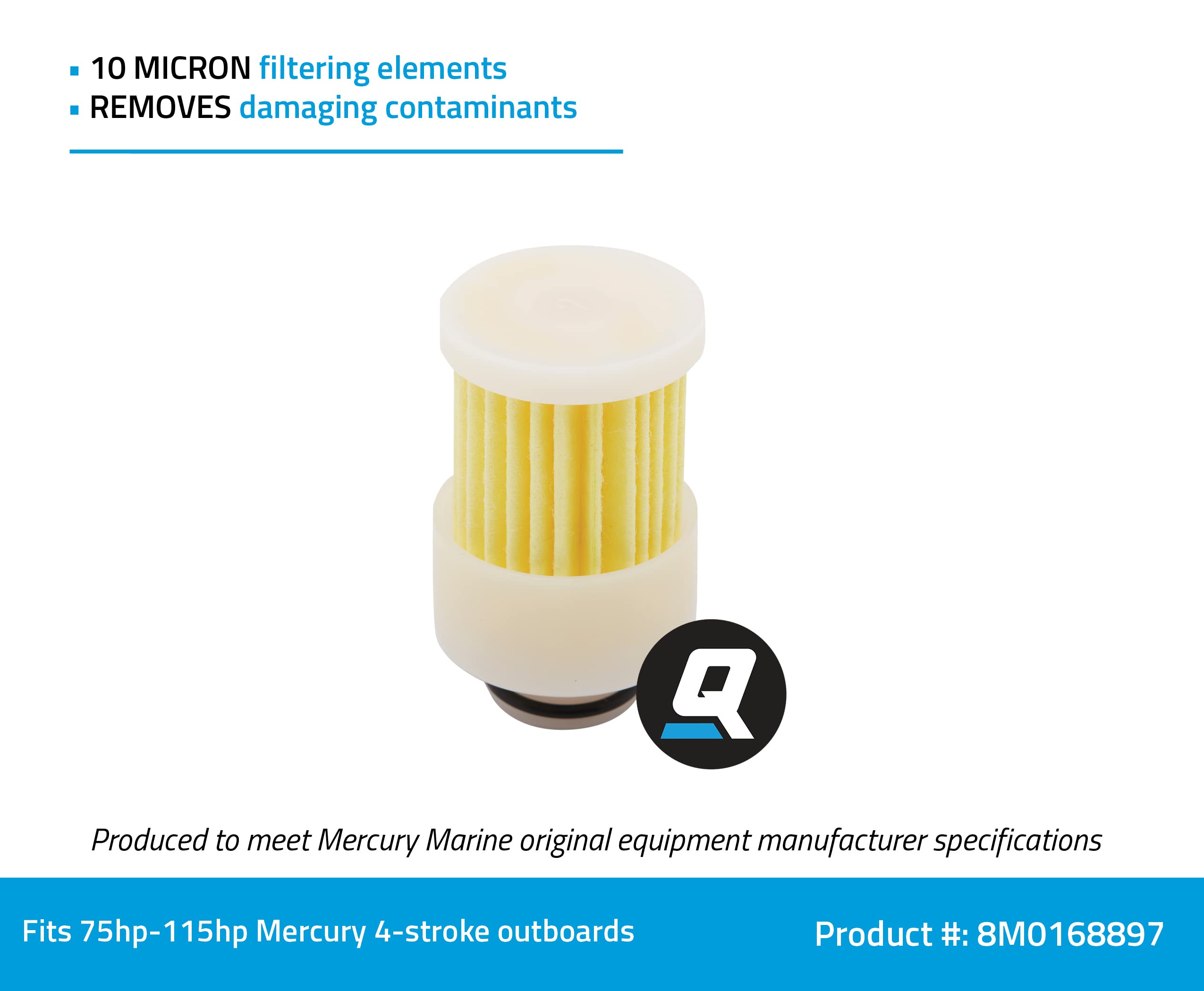 Quicksilver 8M0168897 Fuel Filter Kit For Mercury 4-Stroke 75-115 Hp Outboards