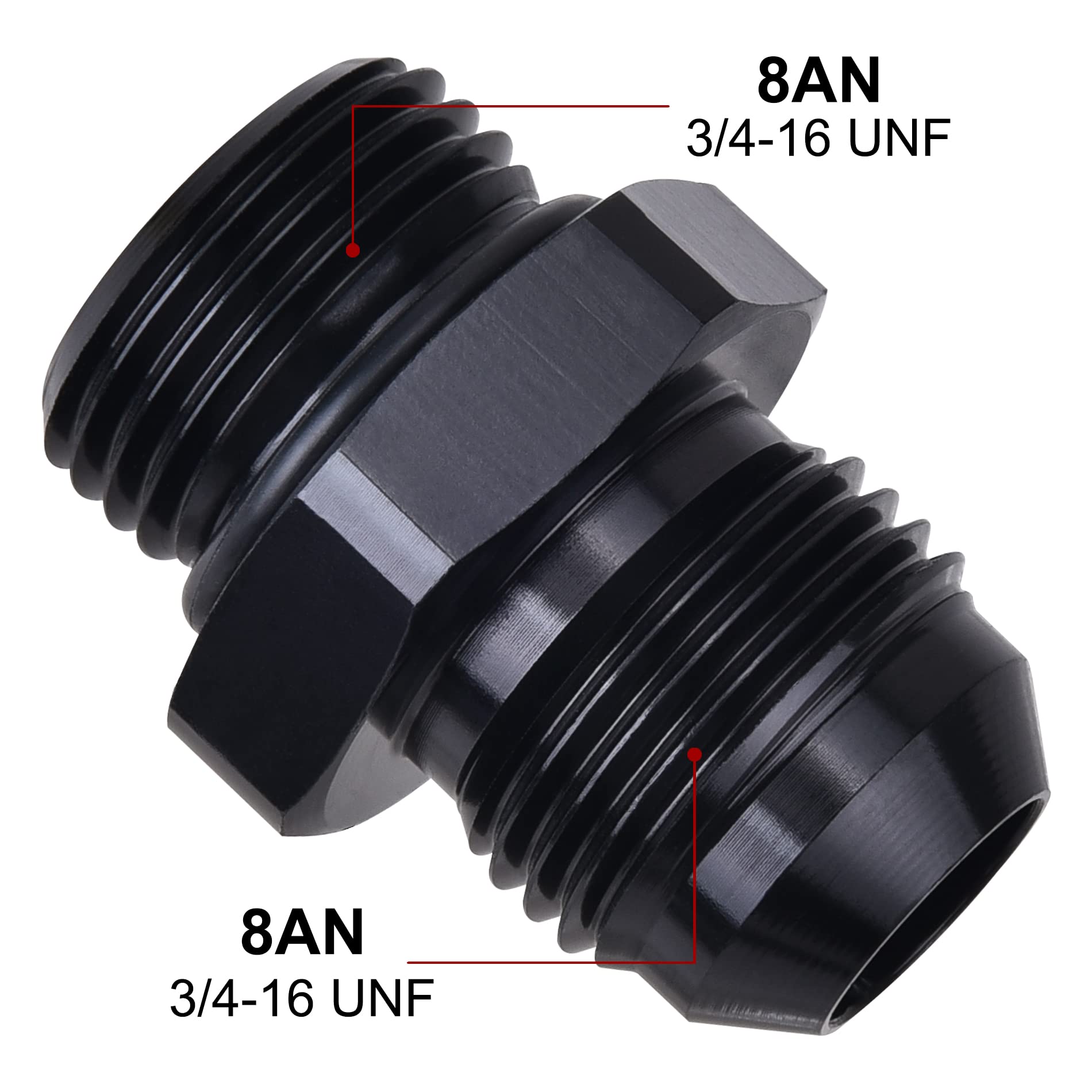 Evil Energy 8An Flare To 8An Orb Male Fuel Rail Adapter Fitting Black 2Pcs