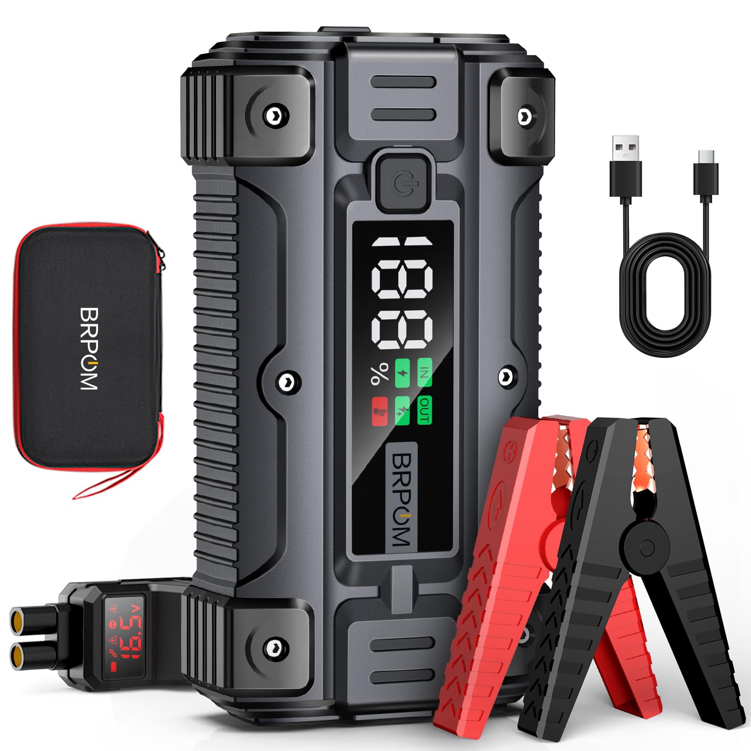 Brpom Car Jump Starter, 6000A Peak 26800Mah (Up To All Gas Or 10.0L Diesel Engine, 50 Times) 12V Auto Booster Battery Charger Ju