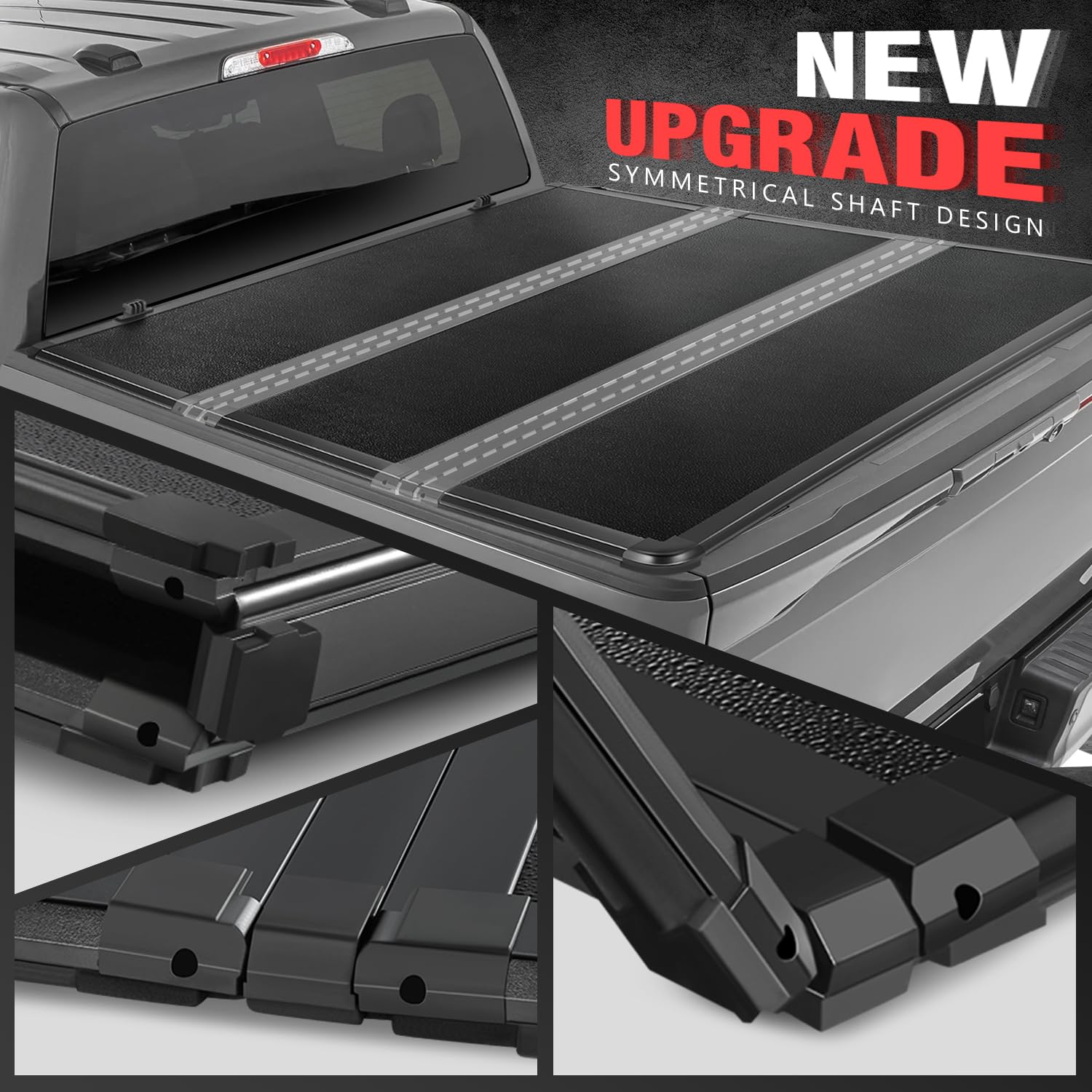Dna Motoring New Upgrade Truck Bed Top Hard Solid Tri-Fold Tonneau Cover Compatible With 14-18 Silverado Sierra 1500/15-19 Silve