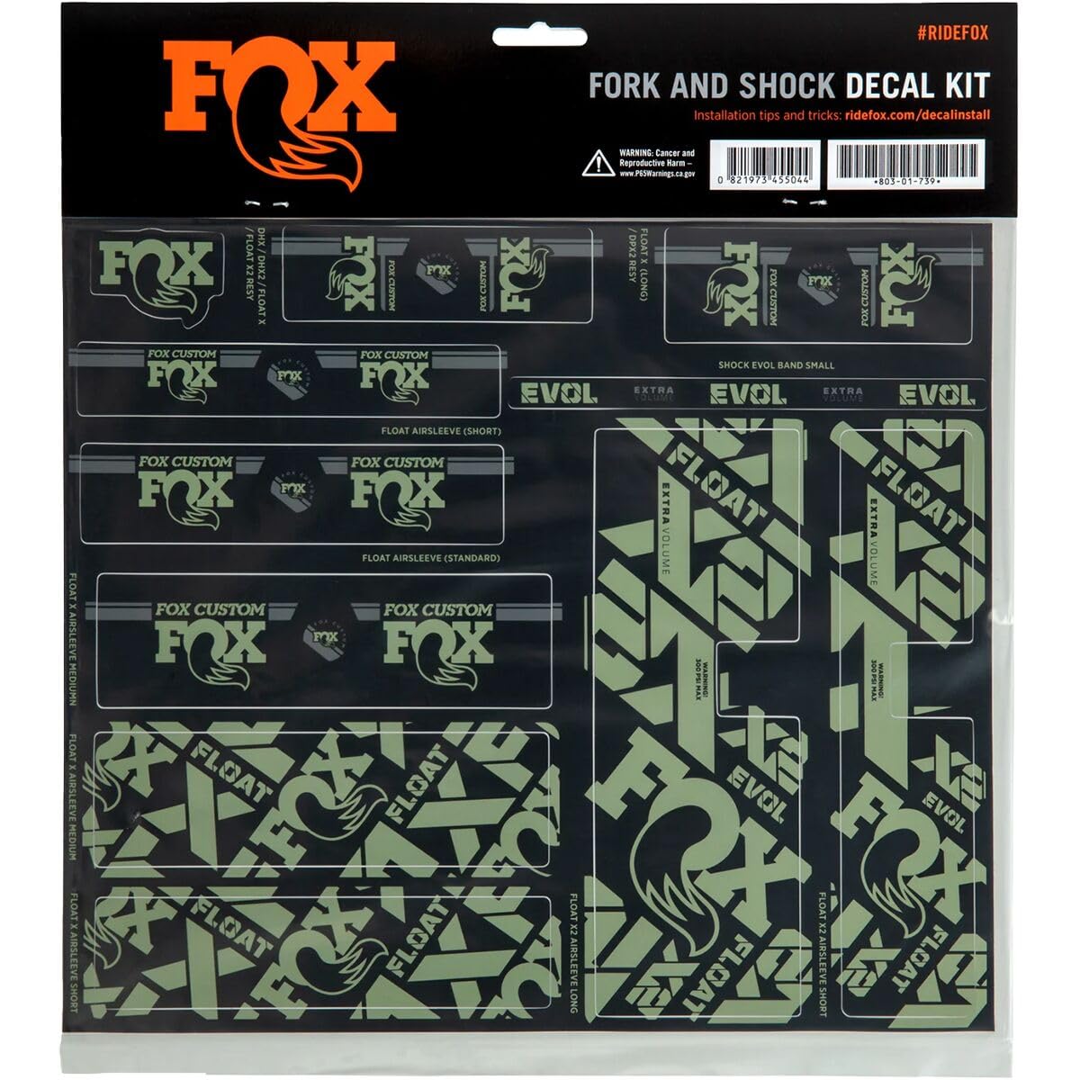 Fox Racing Shox Fork & Shock Decal Kit Pistachio, One Size