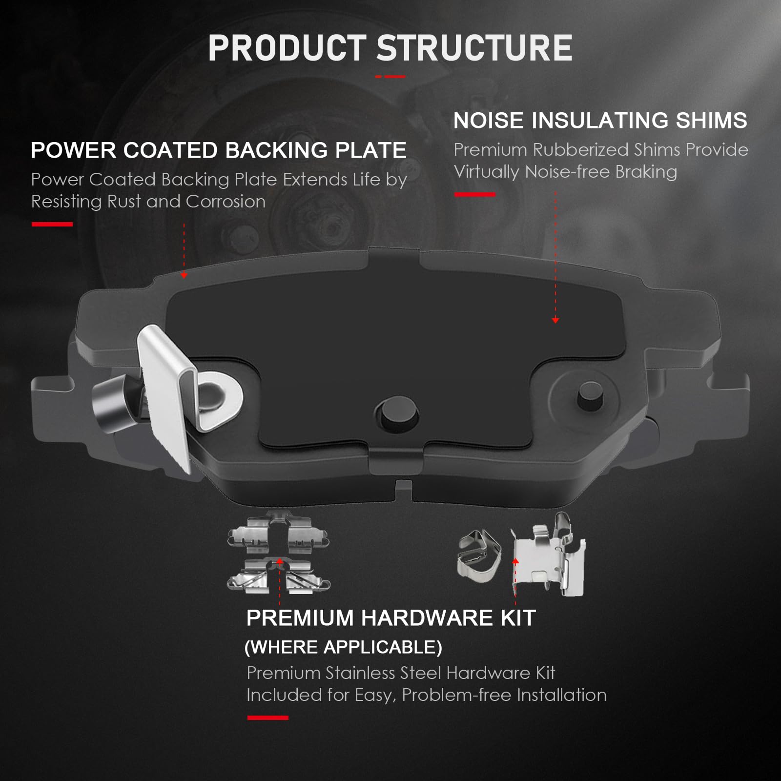 Cciyu D1210 D1354 8Pcs Front & Rear Ceramic Brake Pads Kits 2009-2010 For Pontiac Vibe,2008-2015 For Scion Xb,2009-2011 2014-201