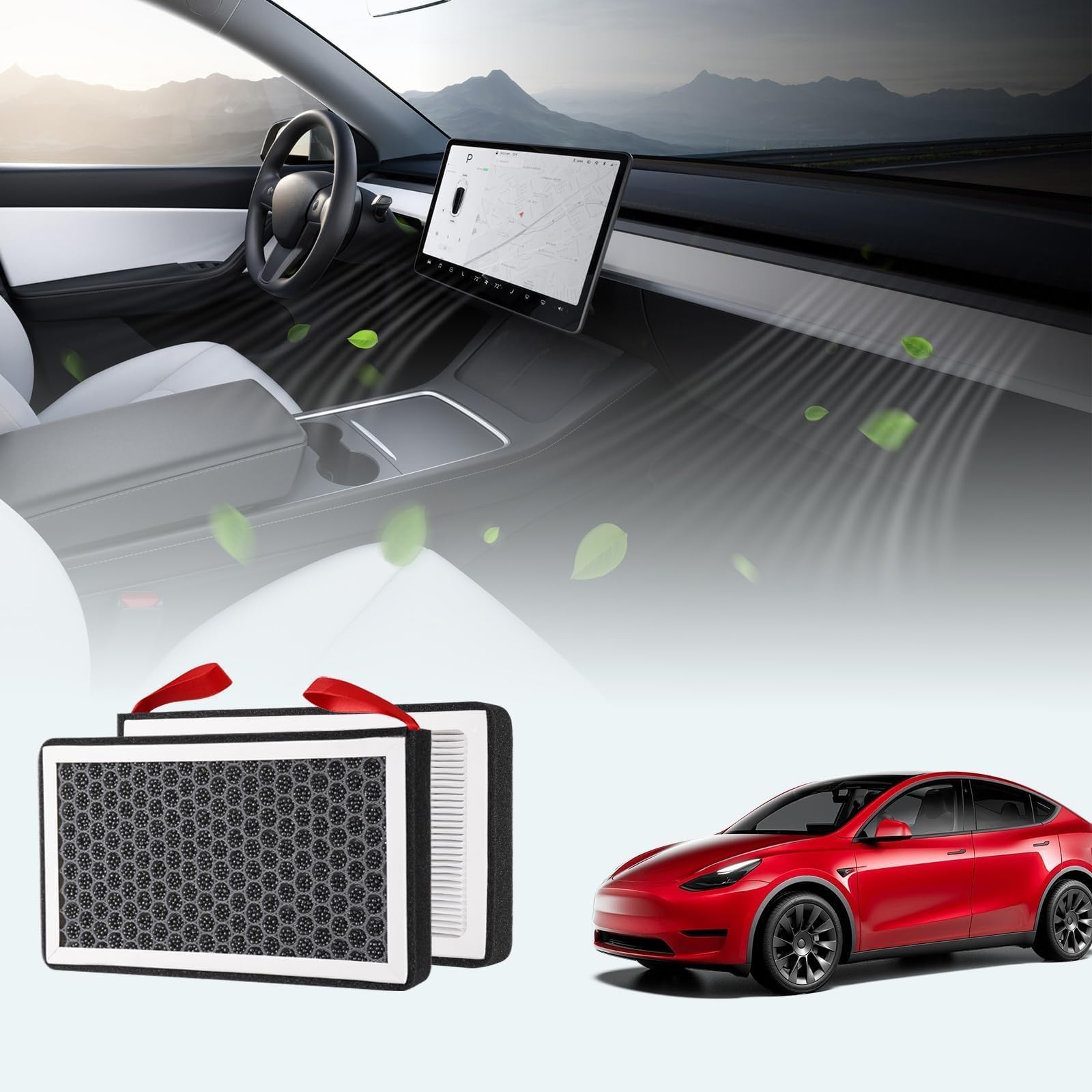 Basenor Upgraded Tesla Model Y&3 Hepa Air Filter, [Oem Filter Replacement] Cabin Air Filter With Activated Carbon For 2017-2025
