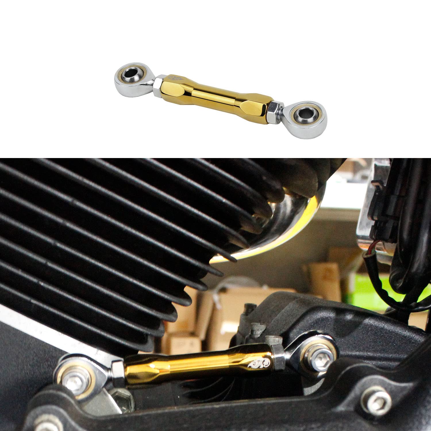 Power James Titanium Gold Plated Shifter Mid-Control Shift Linkage Rod For Harley Davidson 1984-2017 Dyna, 2018-Later Street Bob, Low Rider, Fxlrs, Fxlrst, Fxrst, Softail Standard