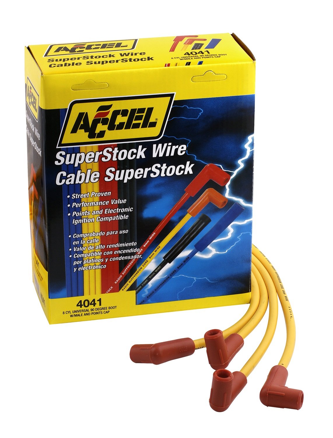 Accel Acc 4041 8Mm Spark Plug Wire Set Super Stock Graphite Universal,Yellow