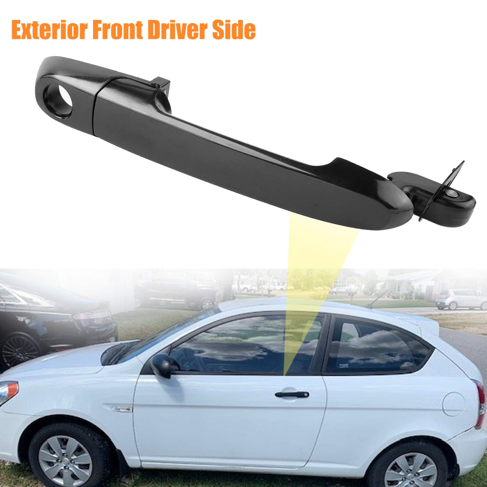 Npauto Exterior Front Left Driver Side Door Handle Replacement For Hyundai Accent 2006 2007 2008 2009 2010 2011, 80700, Black