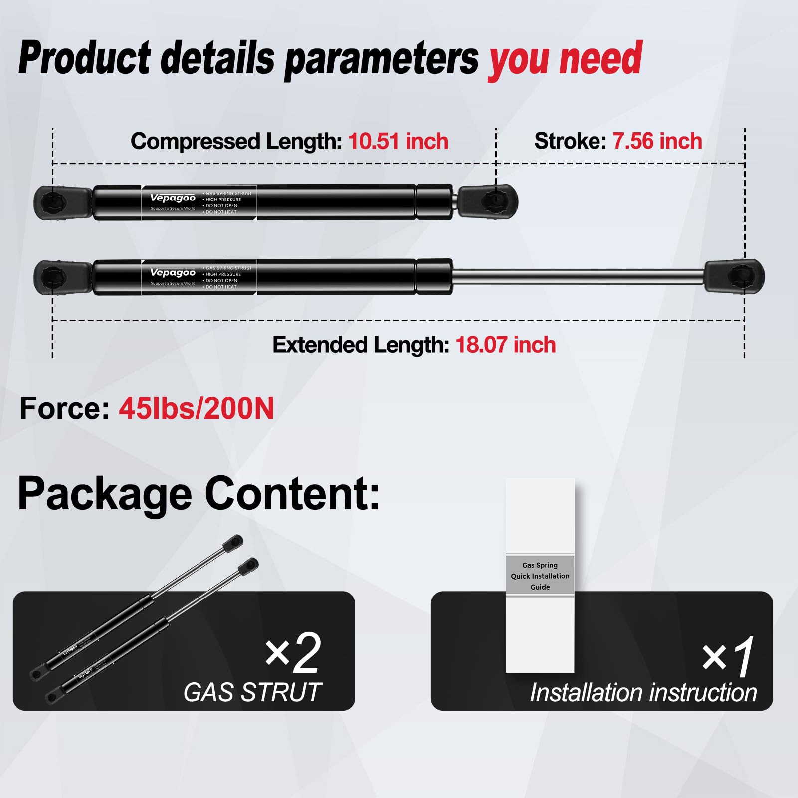 4185 Rear Window Glass Struts For 2000-2006 Cadillac Escalade, Chevrolet Suburban, Chevrolet Tahoe, Gmc Yukon Gas Shock Lift Sup