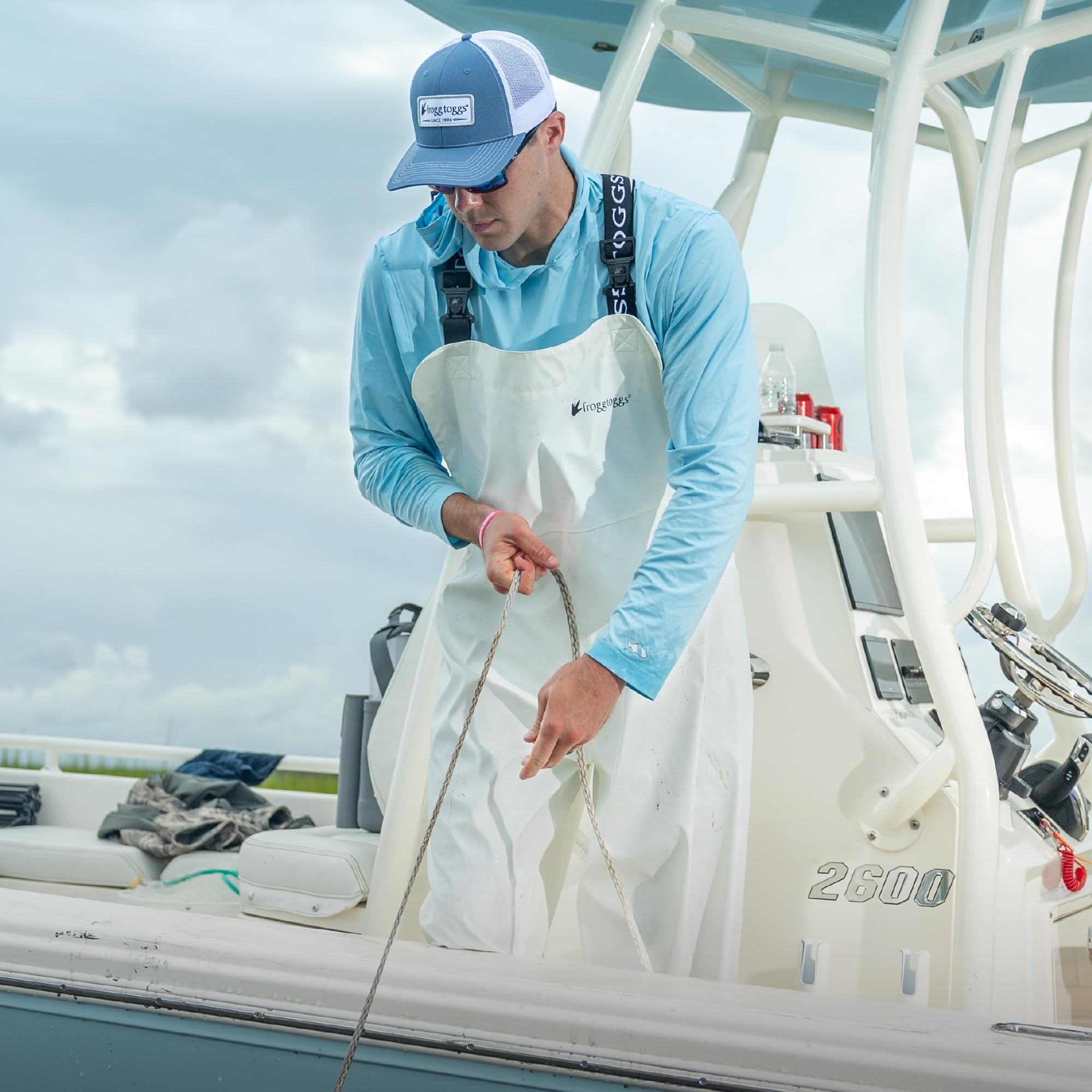 Frogg Toggs Men'S Waypoint Angler Waterproof, Durable Bibs With 4-Way Stretch White