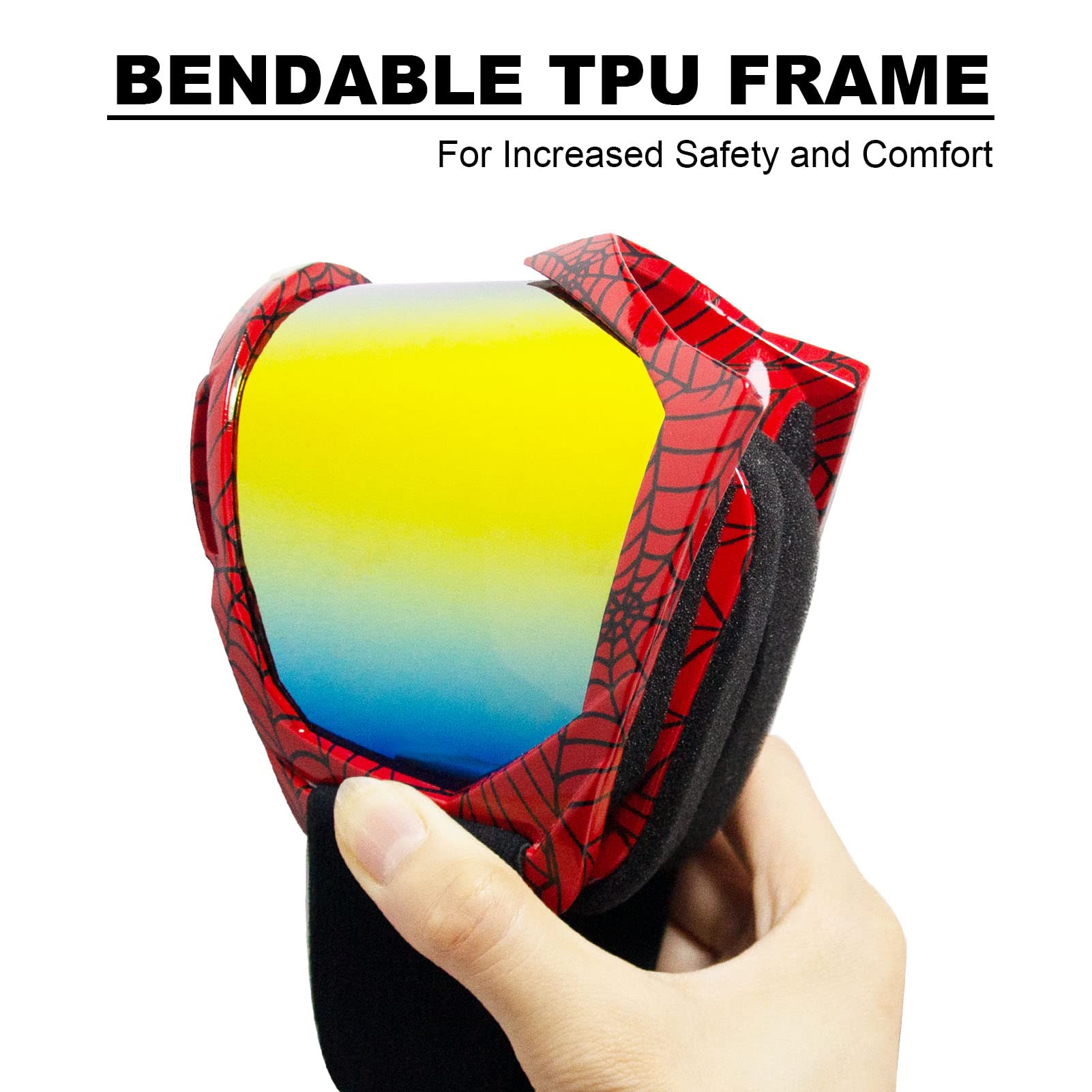 Spider Red Frame Motorcycle Goggles - Uv 400 Otg Offroad Goggles For Adults & Kids