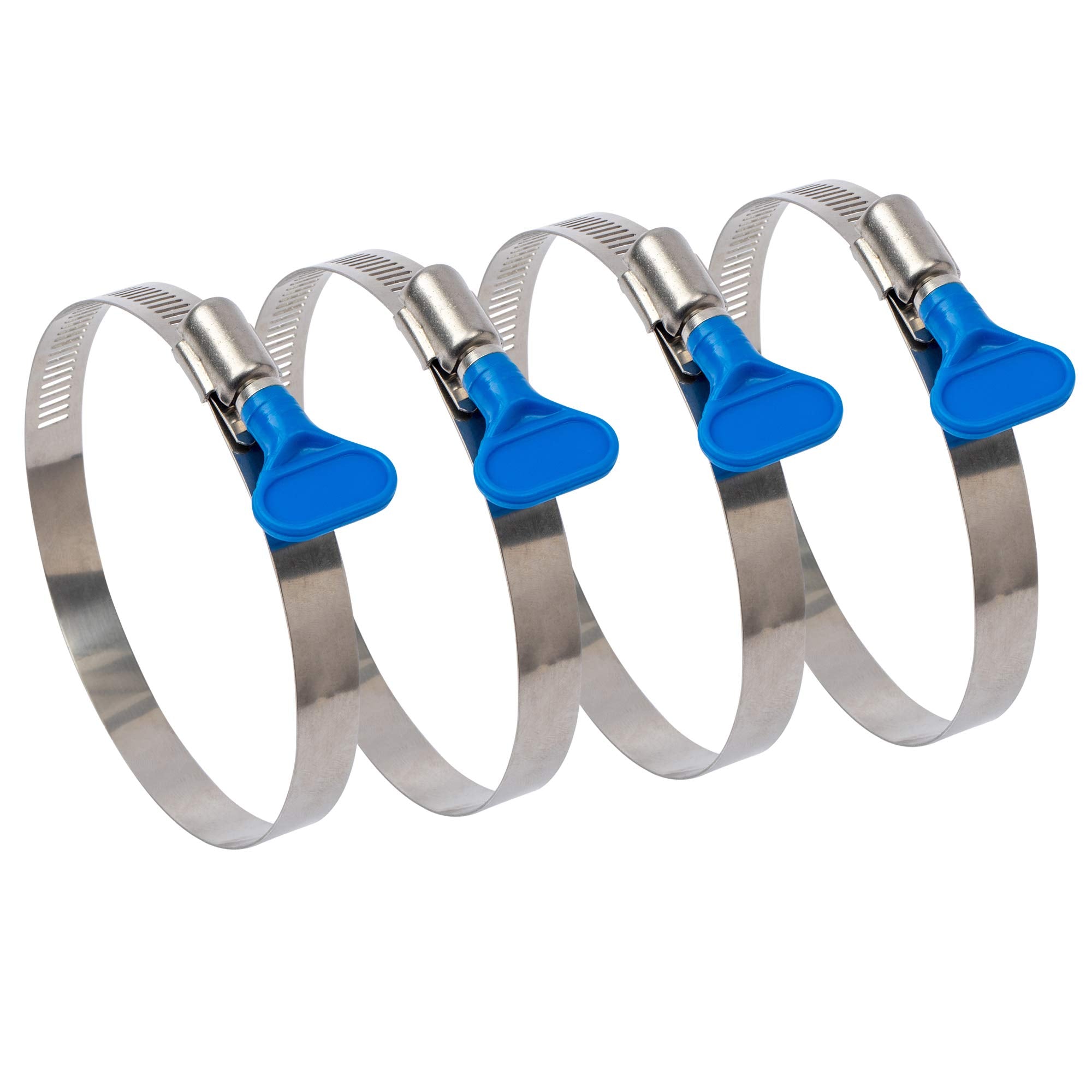 Ispinner 4Pcs 4 Inch Key-Type 304 Stainless Steel Worm Gear Hose Clamps, Adjustable Size Range 91-114Mm Clamps For Dryer Vent, D