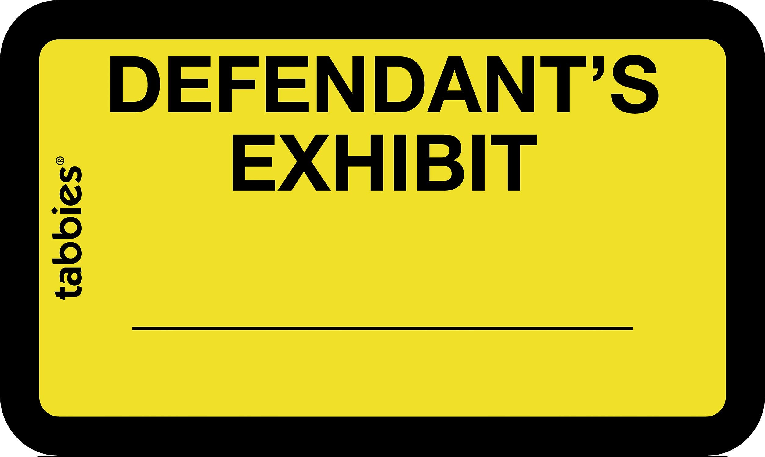 Tabbies Legal Exhibit Labels, Label: 1-5/8''W X 1''H, Sheet: 5-1/4''W X 3-1/4''H, Yellow, Defendant'S Exhibit'' 252 Labels/Pack 