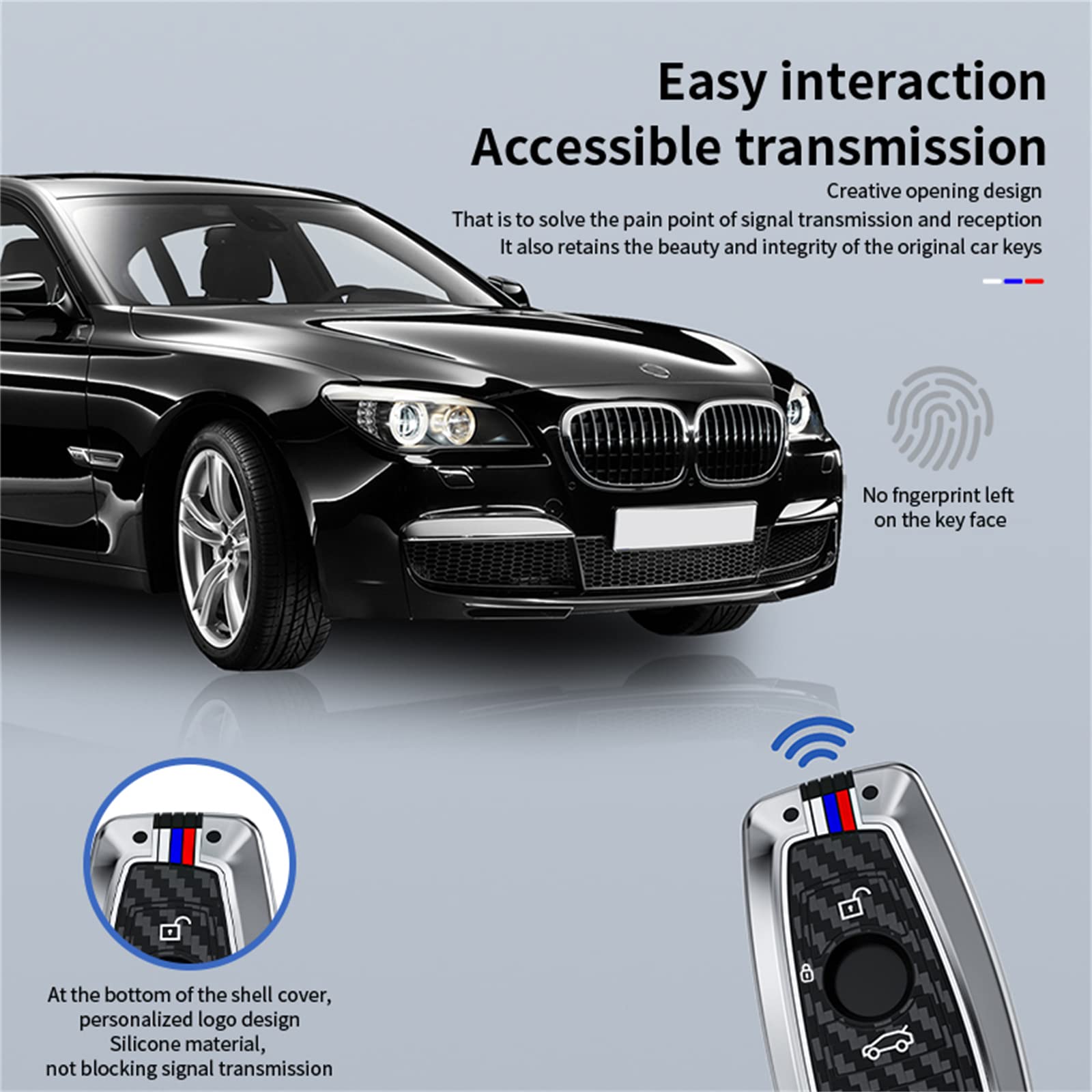 Bradegeve Key Fob Cover Case, Keychain, Metal Shell Cover Compatible For Bmw 1 3 4 5 6 7 Series X3 X4 M5 M6 Gt3 Gt5 (Gunmetal-Carbon Fiber)