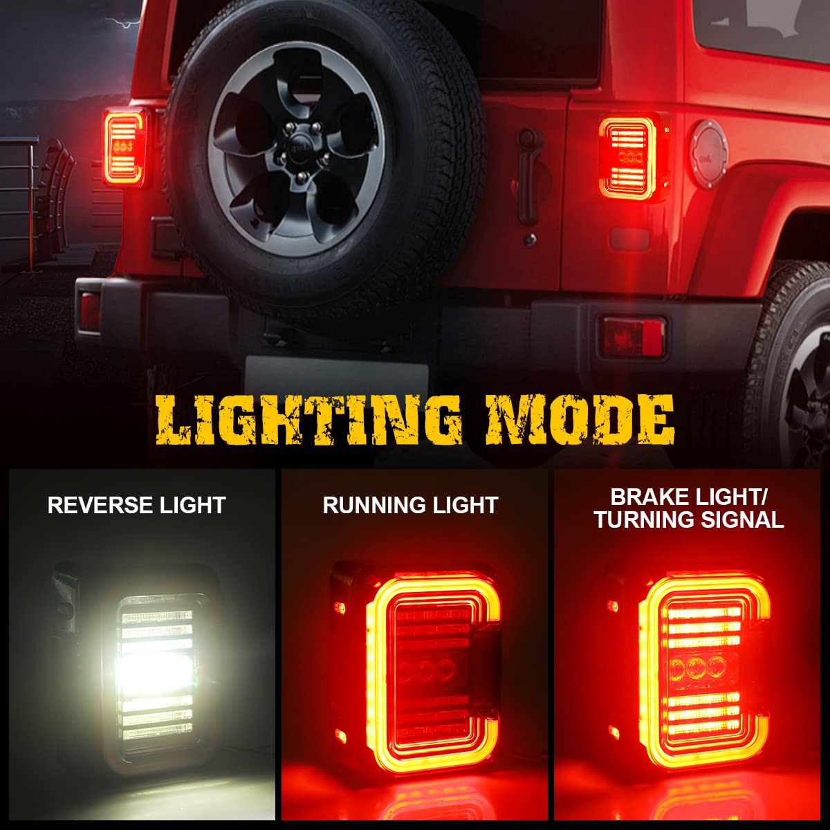 Audexen Led Tail Lights Compatible With Jeep Wrangler Jk Jku 2007-2018, Unique C Shaped Design Smoked Lens, 20W Reverse Lights, Built-In Emc, Dot Compliant, 2 Pcs
