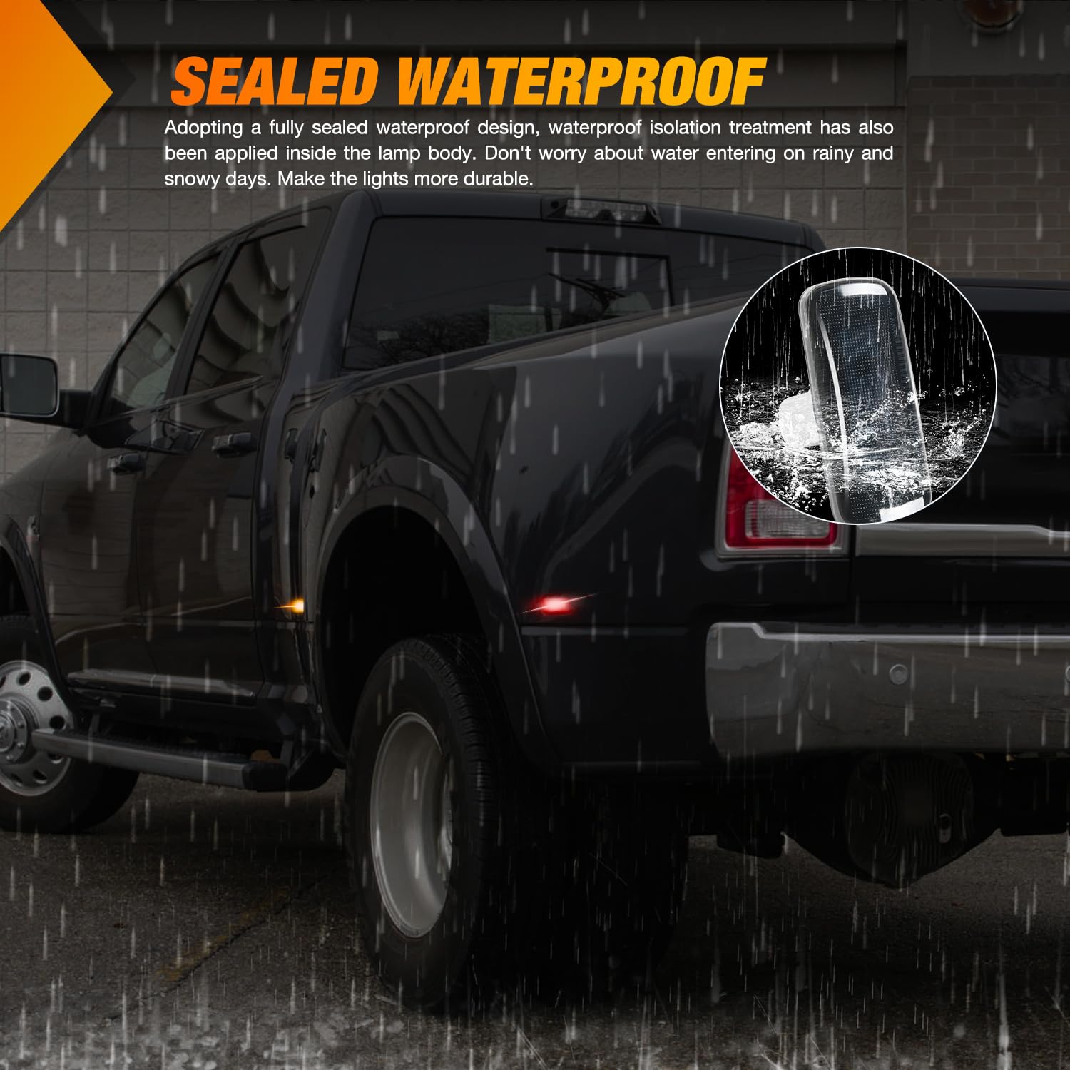 Nilight Wheel Fender Side Marker Lights 4 Pcs 3 Led Red Amber Front Rear Clearance Waterproof Plug And Play Smoked Lens Light Co