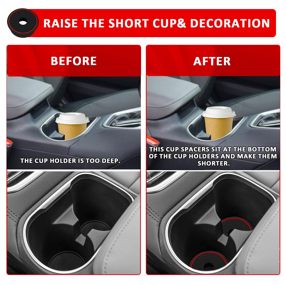 Auovo Cup Holder Spacer Replacement Compatible with Subaru Outback Legacy Accessories 2020-2024 Silicone Cup Riser Cup Holder In