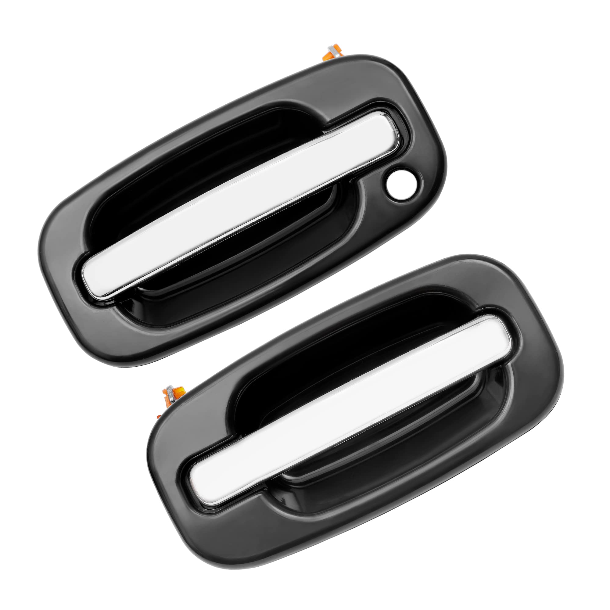 Exterior Door Handles, Compatible With 1999-2007 Chevy Silverado Suburban Tahoe Avalanche, Gmc Sierra Yukon, Cadillac Escalade, Chrome Lever, Front Left Driver & Right Passenger | 15034985, 15182406
