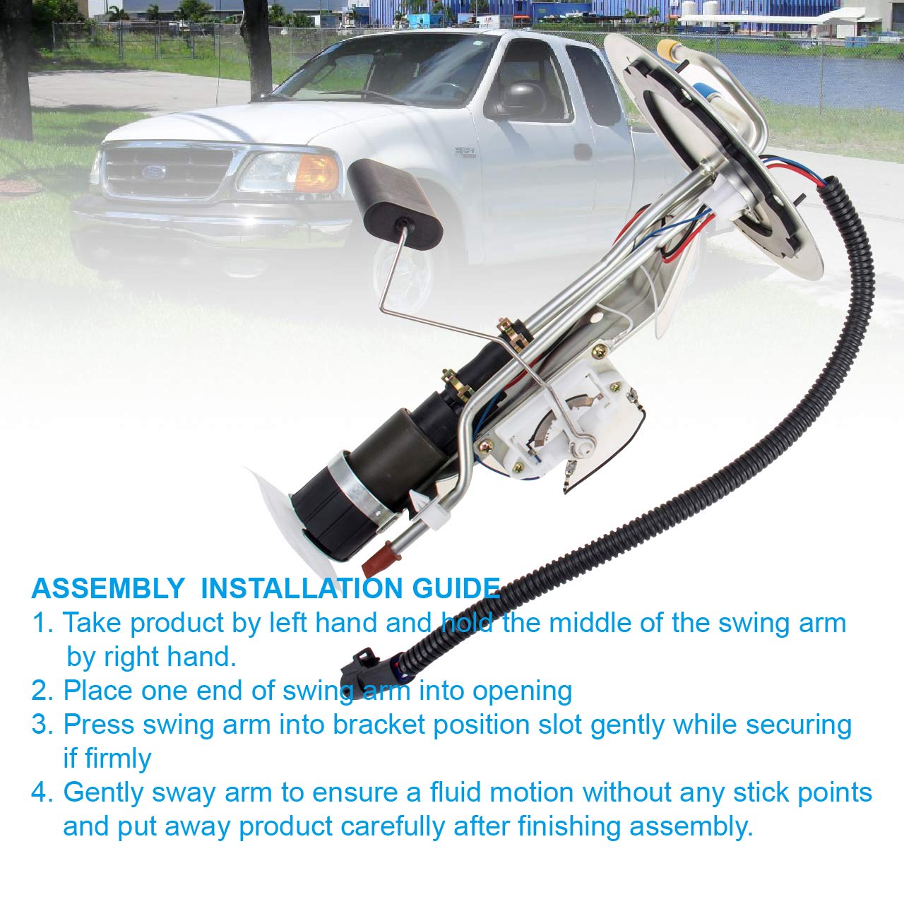 CarBole Fuel Pump Assembly for 1999-2003 Ford F-150, 1999 F-250, E2237S, Metal, White, Professional Quality