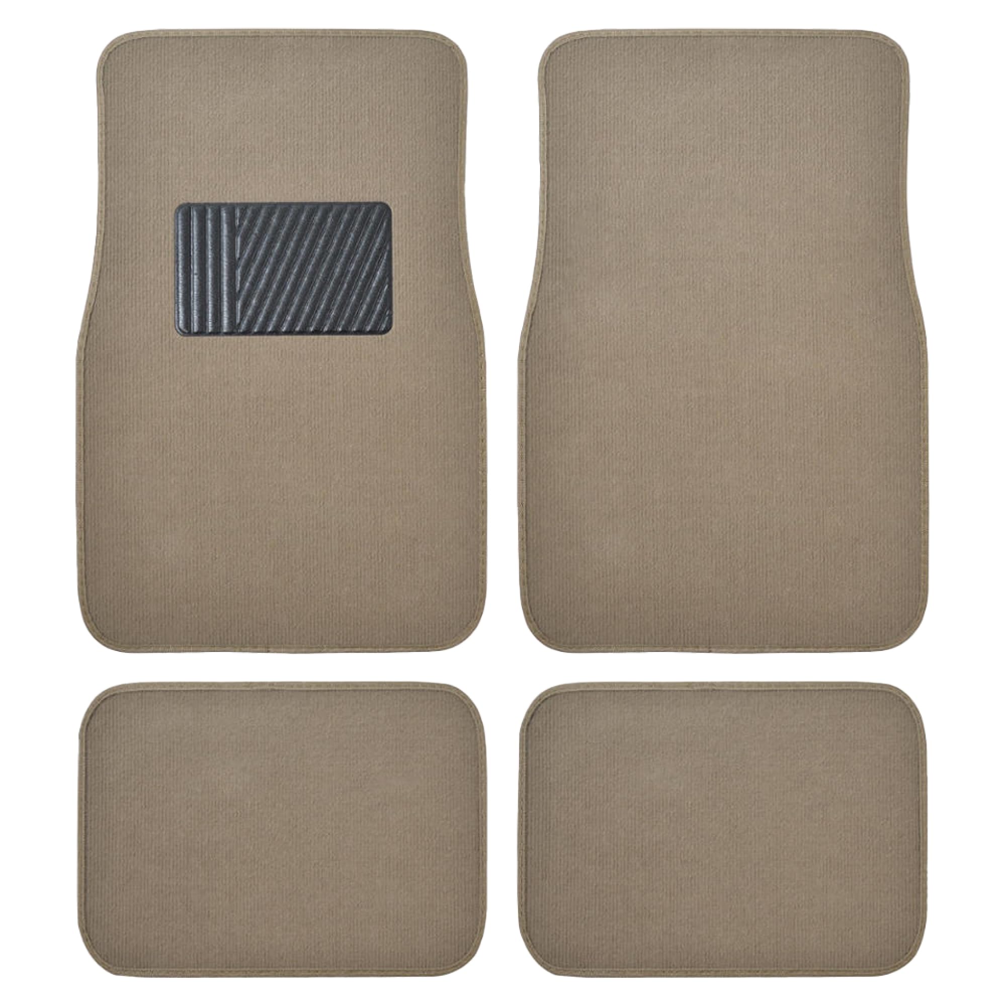 Bdk Classic Carpet Floor Mats For Car & Auto - Universal Fit -Front & Rear With Heelpad (Medium Beige) (Mt-100-Cptseries)