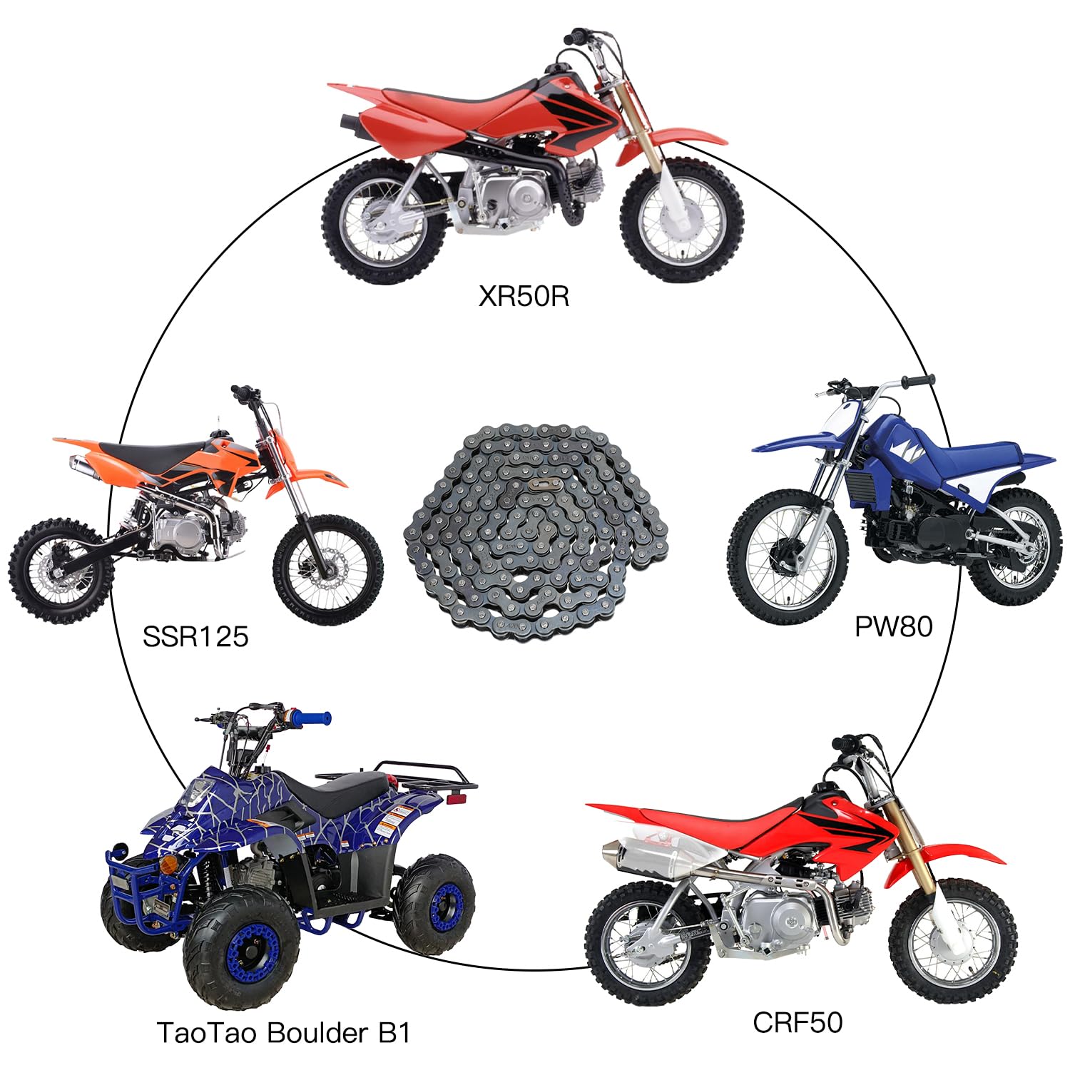 Yoxufa 420 Drive Roller Chain 132 Links Breaker Heavy Duty For 50 70 90 110 125Cc Ssr Taotao Coolster Apollo Baja Kazuma Chinese