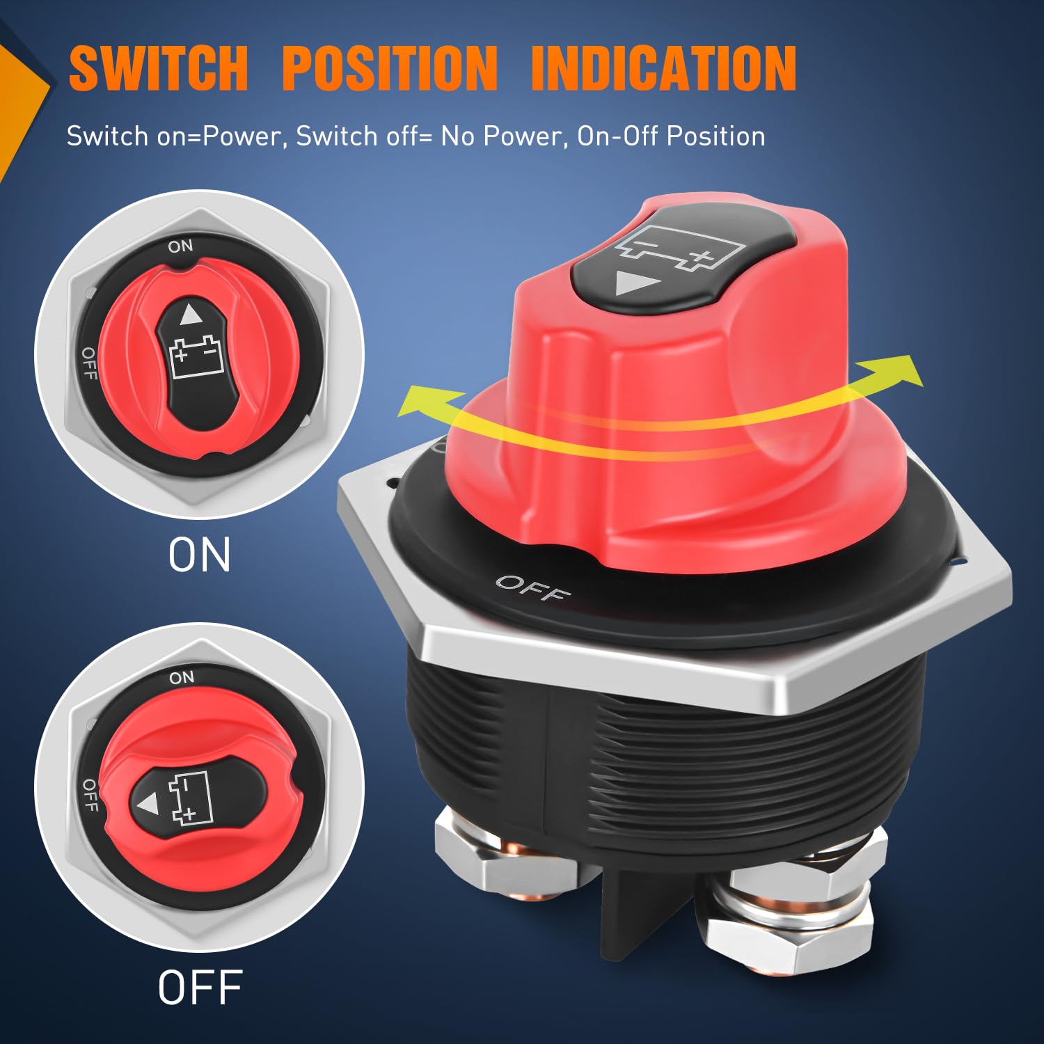 Nilight Battery Disconnect Switch 300A Master Disconnect Isolator 12V-48V On Off Power Cutoff Switch Waterproof Heavy Duty For M