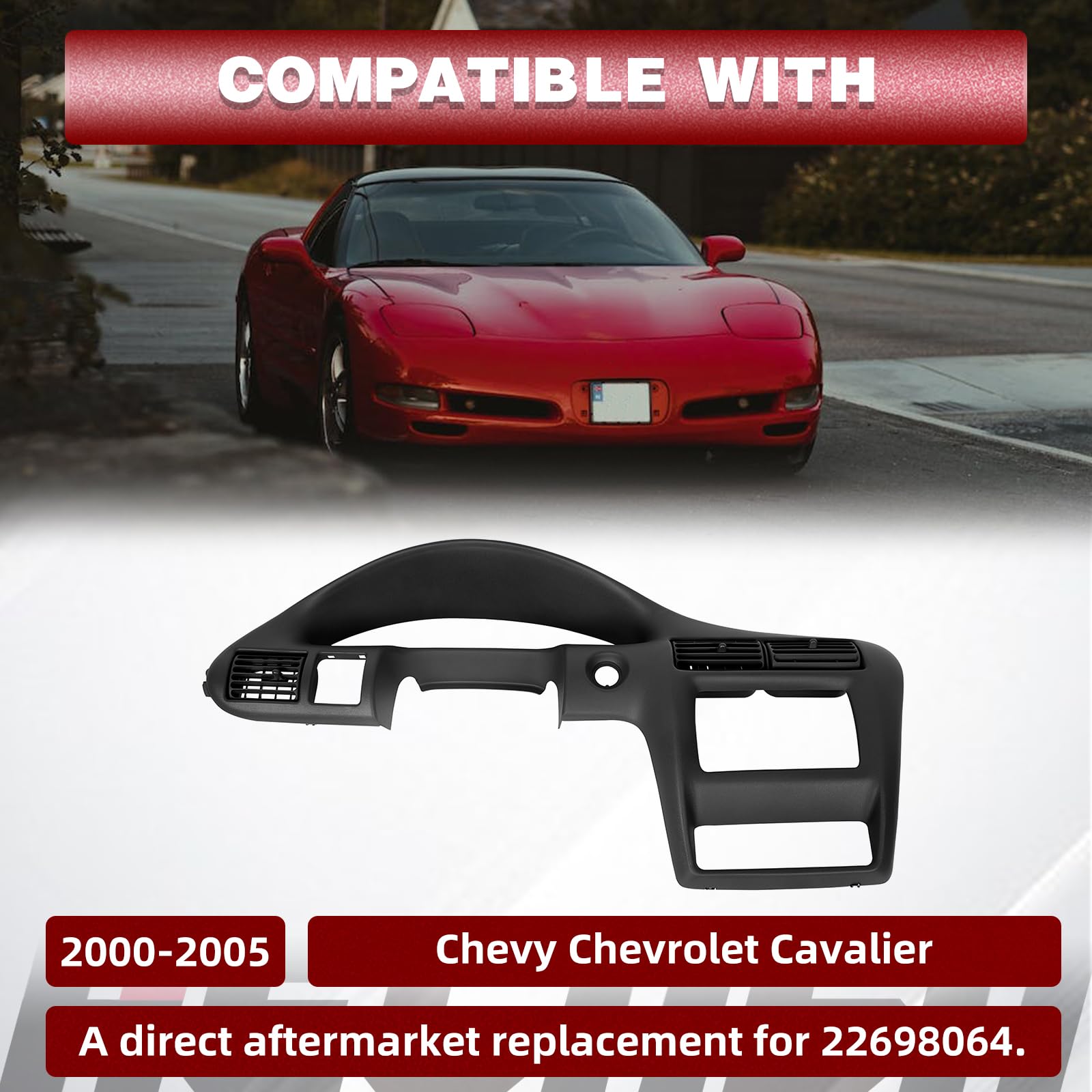 Hecasa Dash Panel Replacement Compatible With 2000 2001 2002 2003 2004 2005 Chevy Cavalier Instrument Panel Cover Dash Board Bla