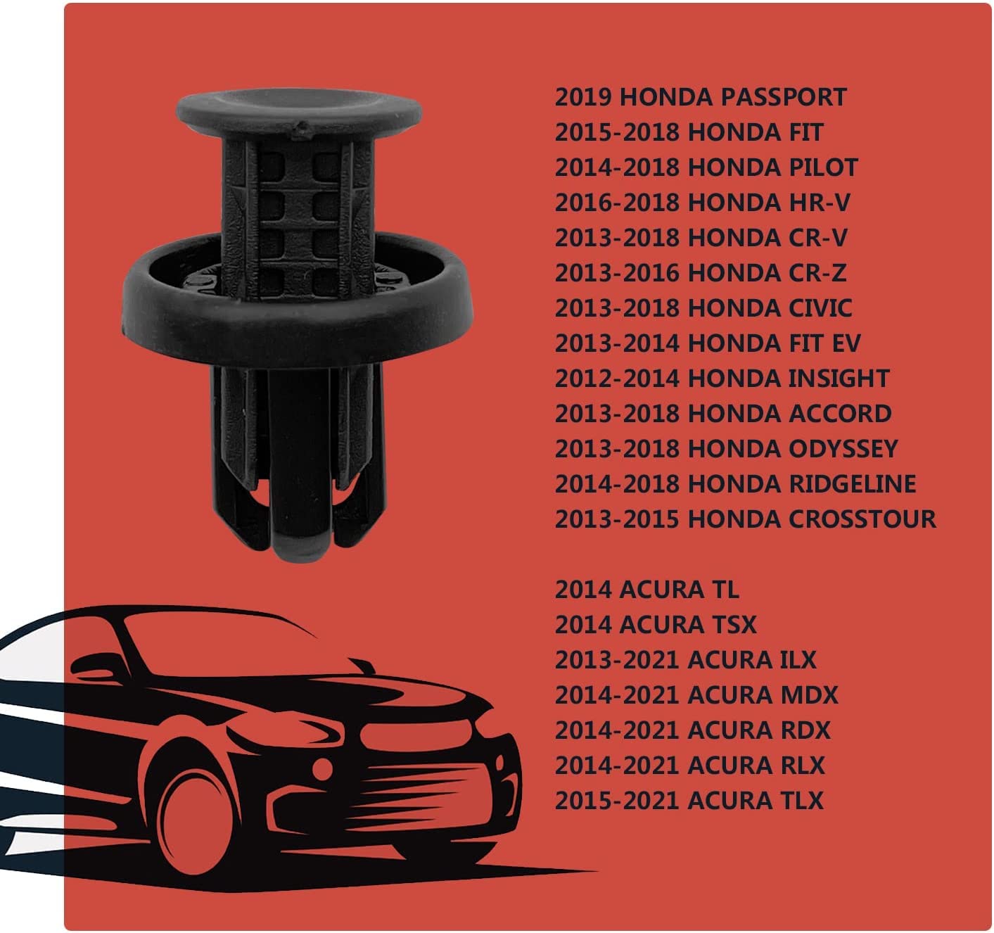 30pcs Fastener Rivet, Rear Front Bumper Cover Fender Grille Under Cover Push-Type Retainer Clip Compatible with Honda Acura Civi