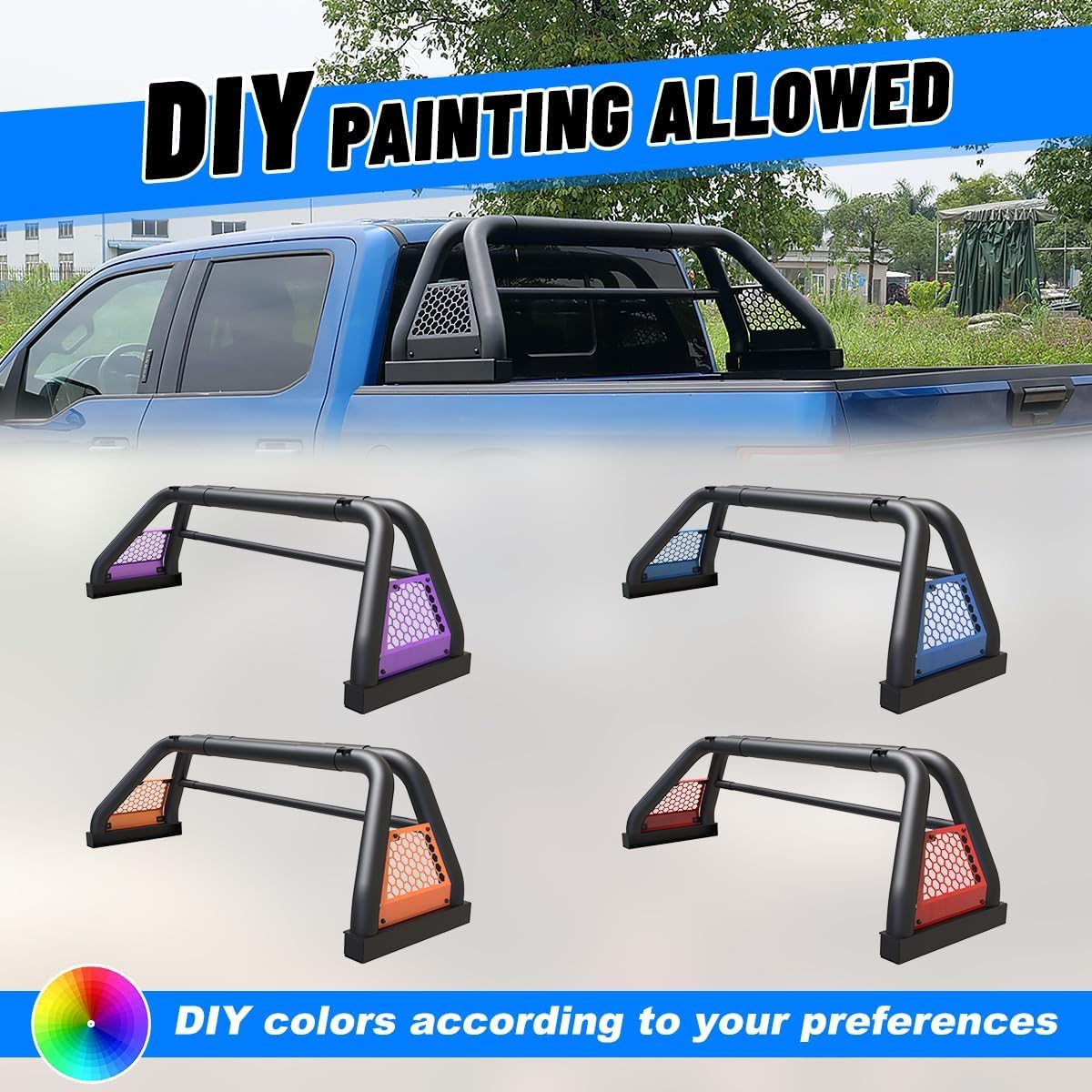 Roxx Roll Bars For Universal Pickup Trucks, Sport Chase Rack Roll Bar For Various Kinds Pickup Truck, 2001-2023 Toyota Tacoma/2022-2023 Toyota Tundra/1999-2018 Chevy Silverado/1994-2004 Chevrolet S-10