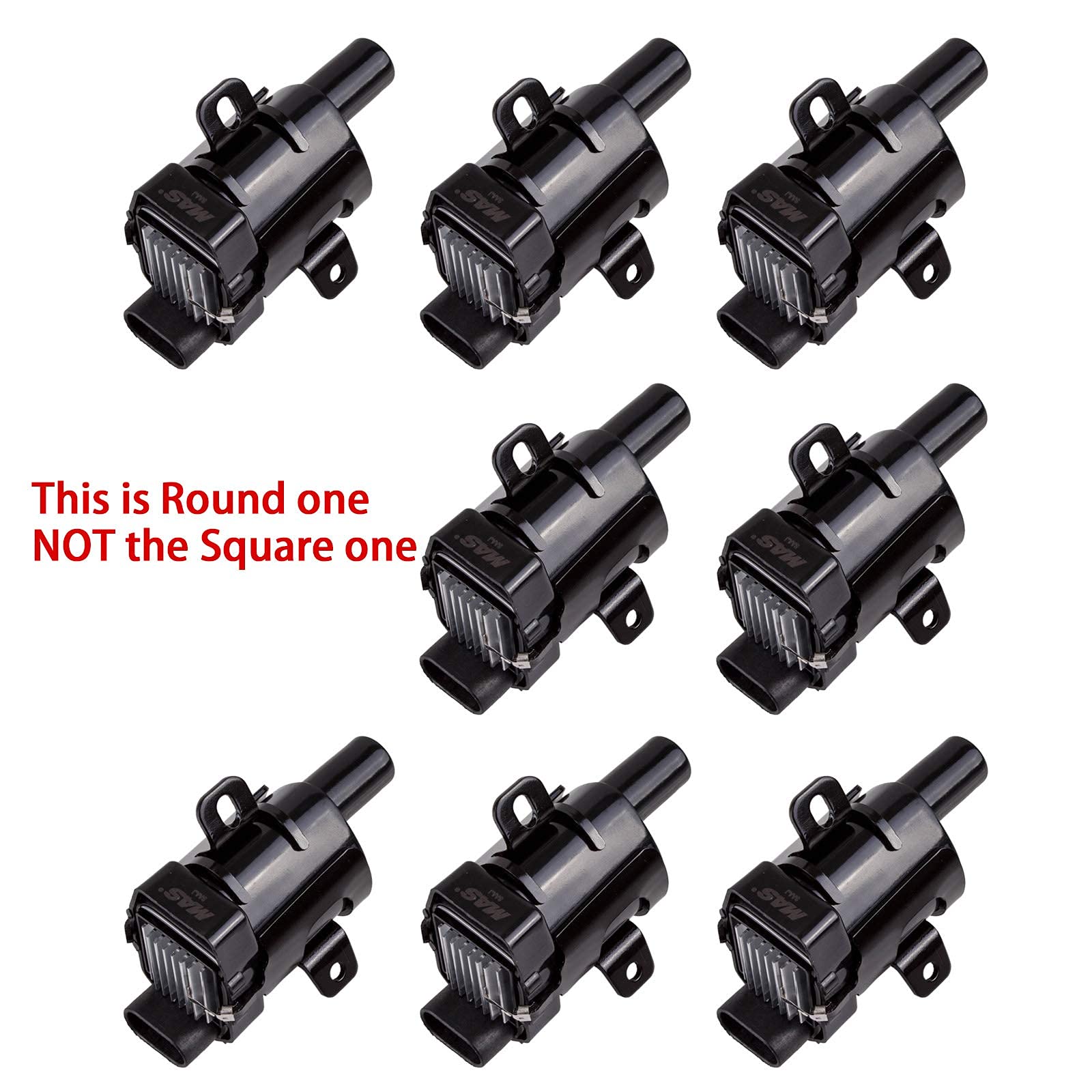 MAS Set of 8 Round Ignition Coils Pack Compatible with Chevy GMC Silverado 1500 2500 Tahoe Suburban Express Sierra Savana Yukon
