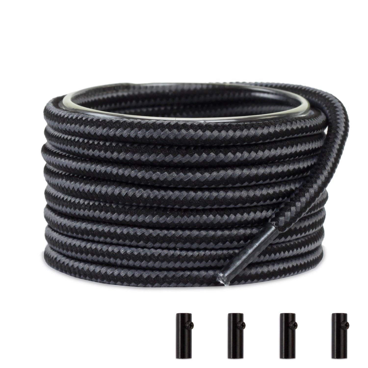 Shoemate Round Boot Shoelaces for Work Boots  Hiking Shoes and Walking Boots  Shoe Strings  Dark Gray/Black  72 (180cm) 16-ShenhuiHei JAR-180-16-New