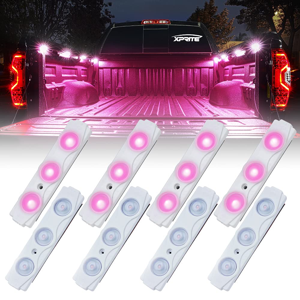Xprite Pink Led Truck Bed Light Kits With On/Off Switch, For Pickup Exterior Interior Rock Neon Lights, Footwells, Running Board