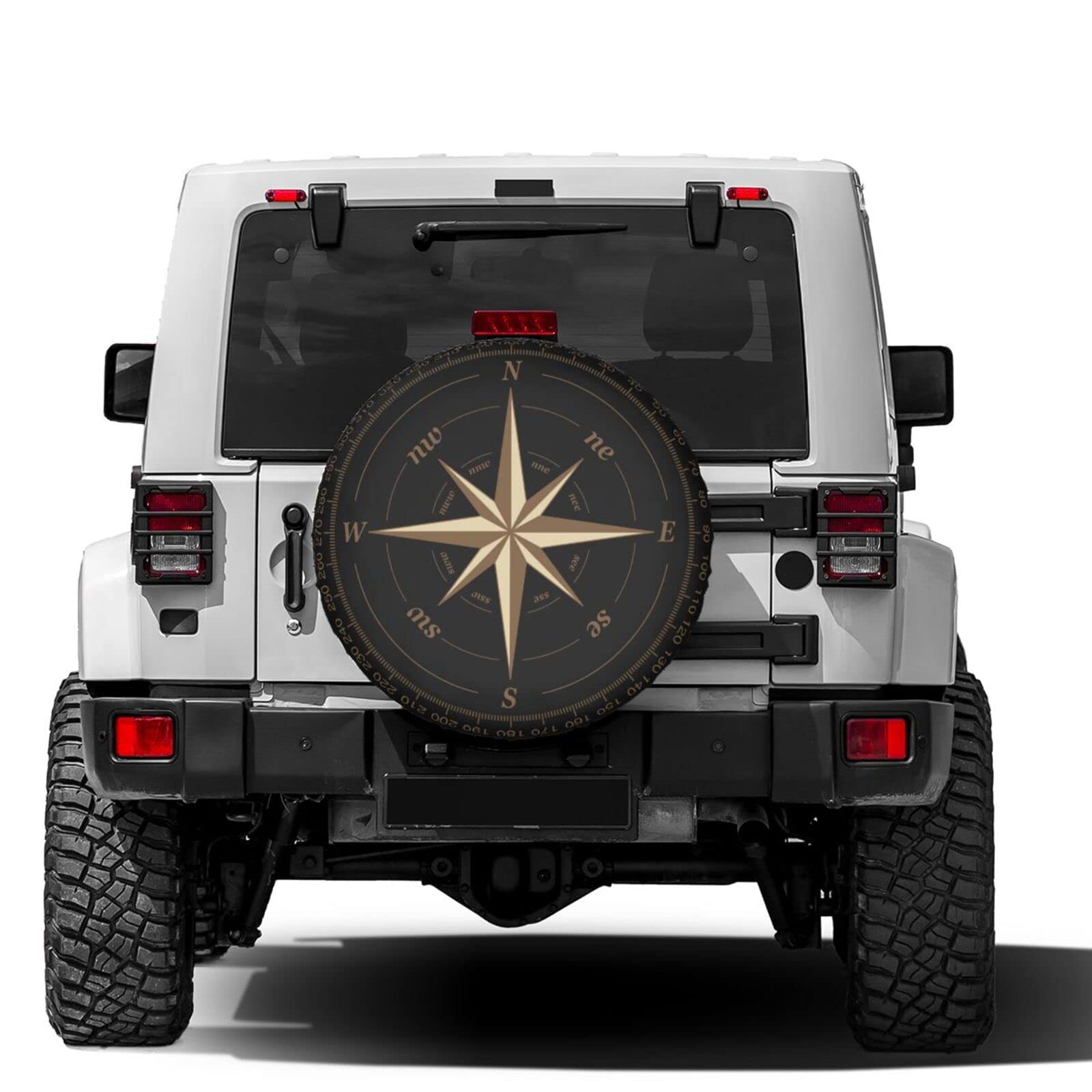 Foruidea Compass Rose Black Spare Tire Cover Dust-Proof Wheel Tire Cover Fit Trailer, Rv, Suv And Many Vehicle 17 Inch