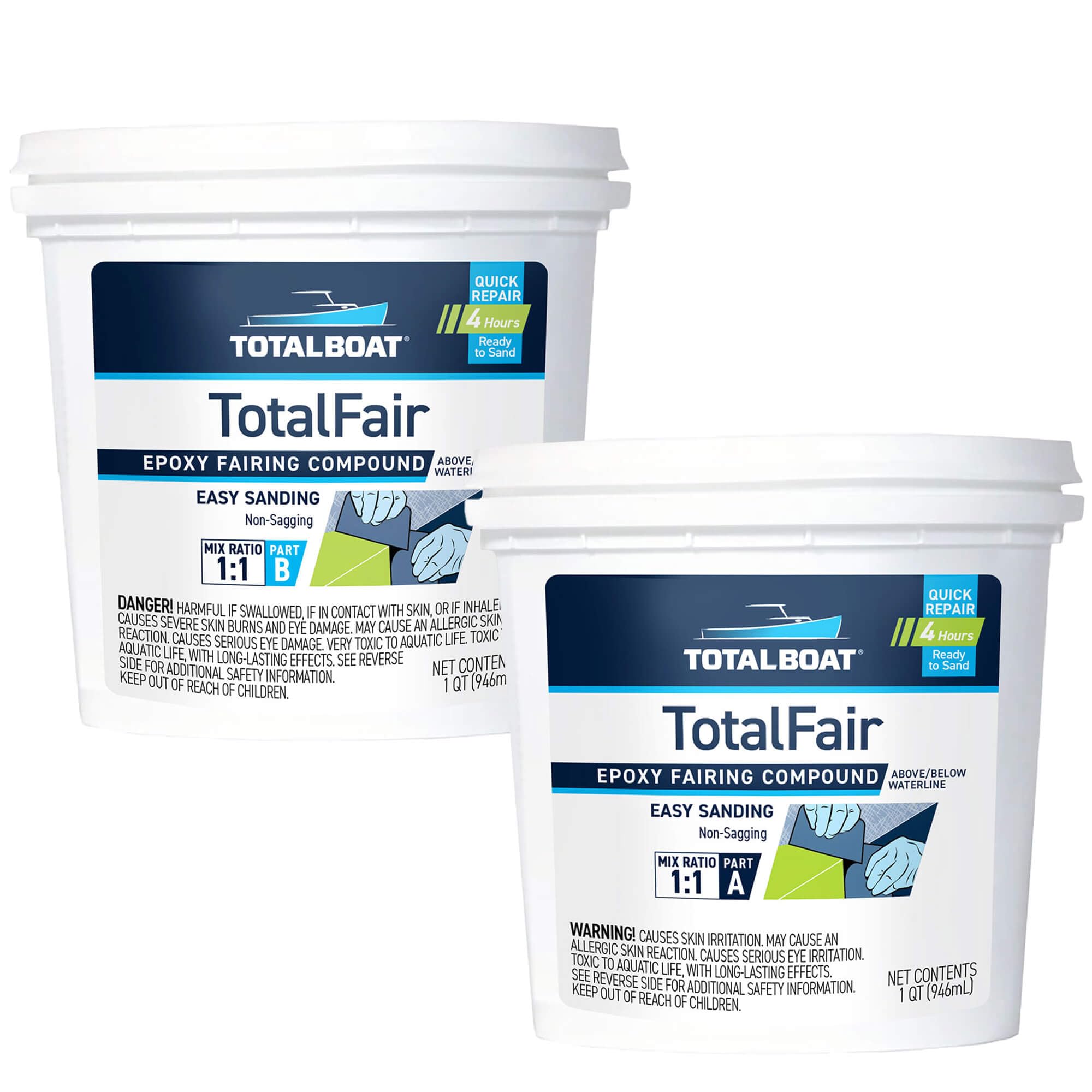 Totalboat-409336 Totalfair Marine Epoxy Fairing Compound For Fiberglass, Wood, Aluminum And Steel (2 Quart Kit)