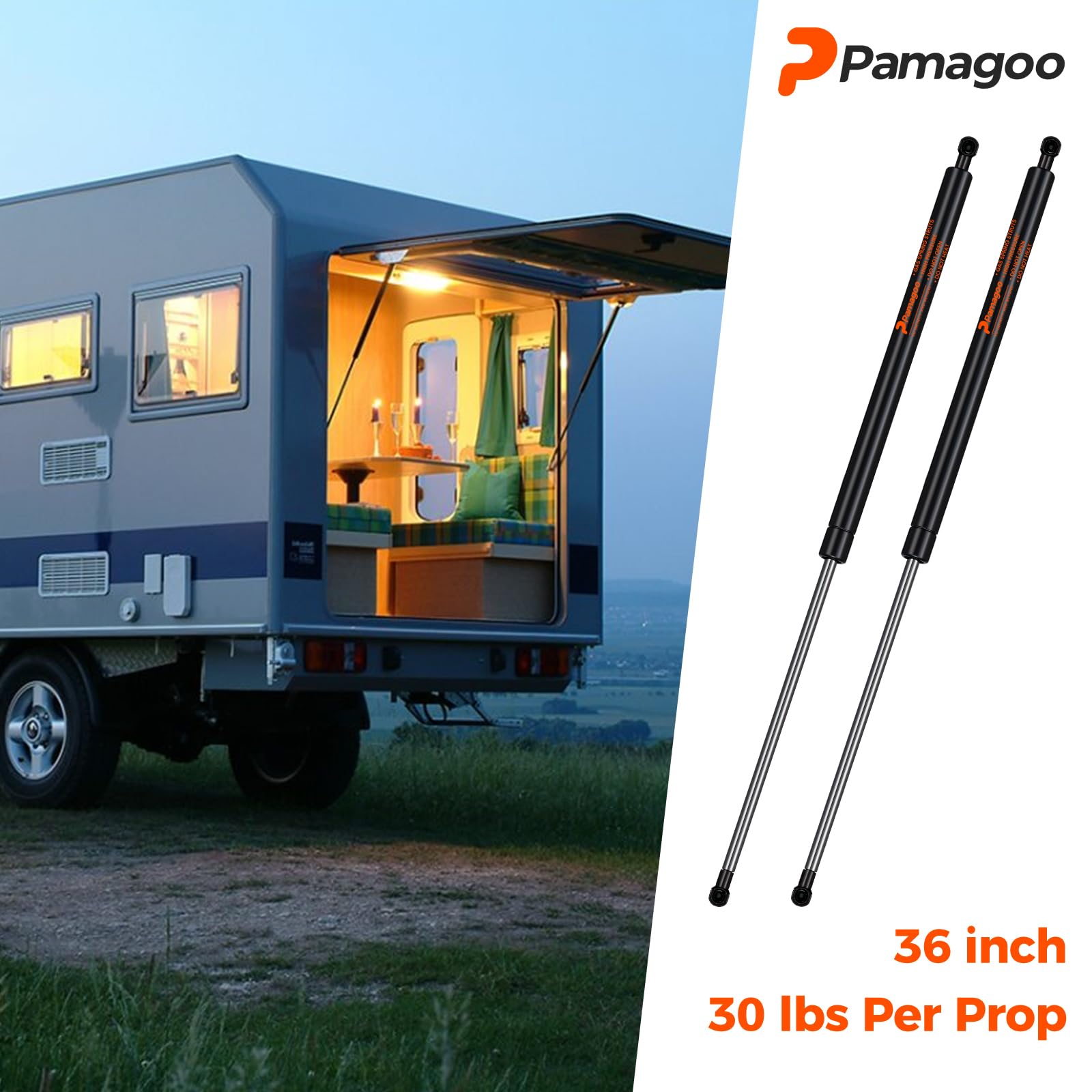 Pamagoo St360P30 36 Inch 30Lb/134N Gas Strut Lift Support For Custom Window Lid Rv Bed Storage Heavy Duty Basement Door Tonneau