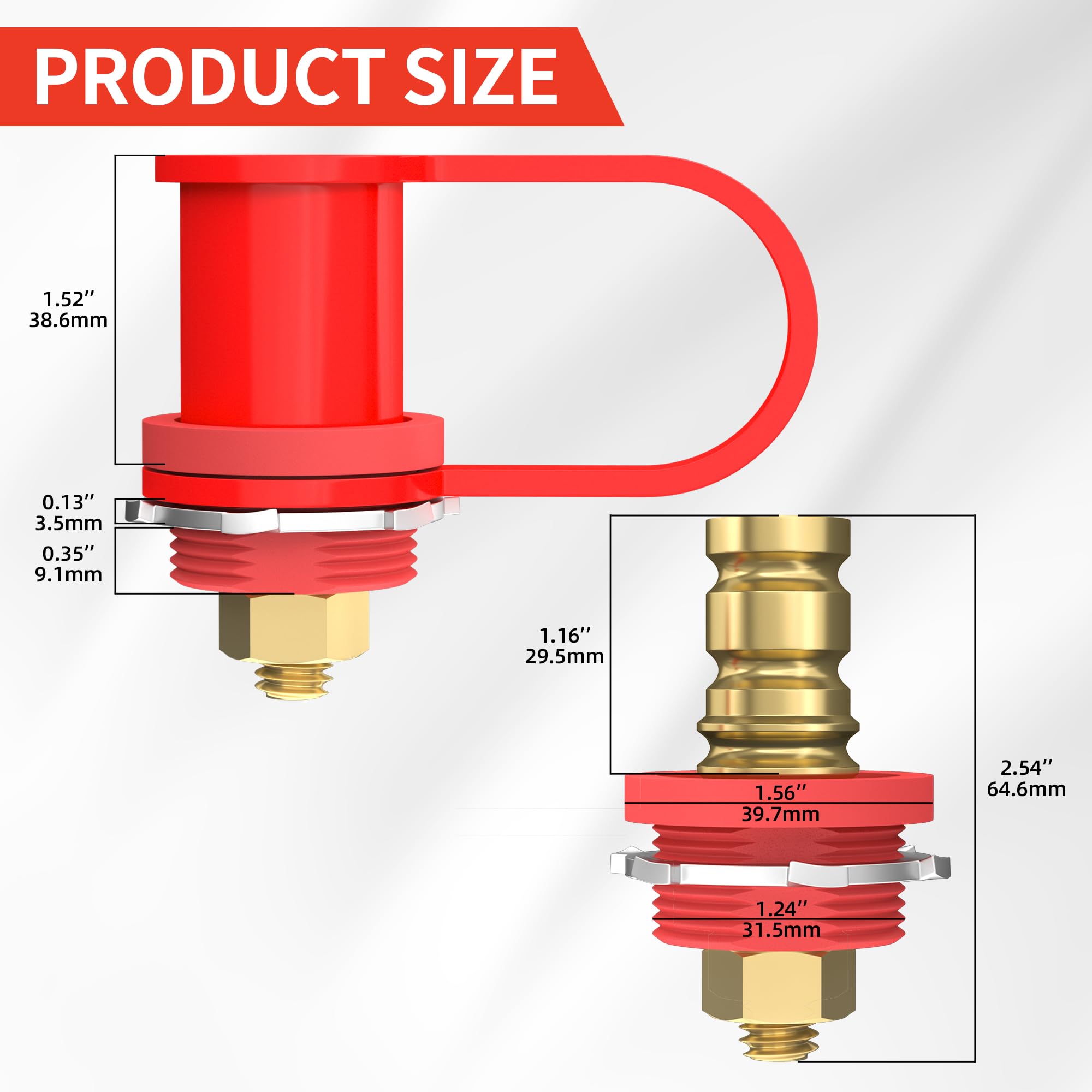 Joinfworld Remote Battery Terminals 3/8' Stud Battery Jump Post With Cover 250A Battery Charging Post Kit Marine Battery Charger Jumper Post For Auto Truck Can-Am